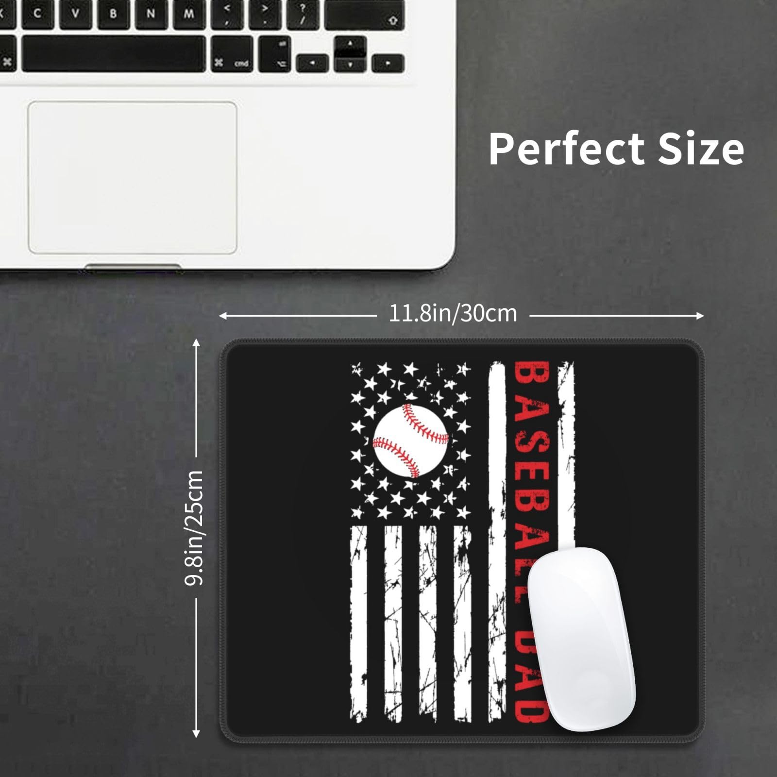 SIYTUAU USA Flag Baseball Design Mouse Pad - Waterproof, Non-Slip Rubber Gaming Mousepad (10x12 inches) for Office, Laptop & PC Use - Perfect for Work, Gaming & Home Decor