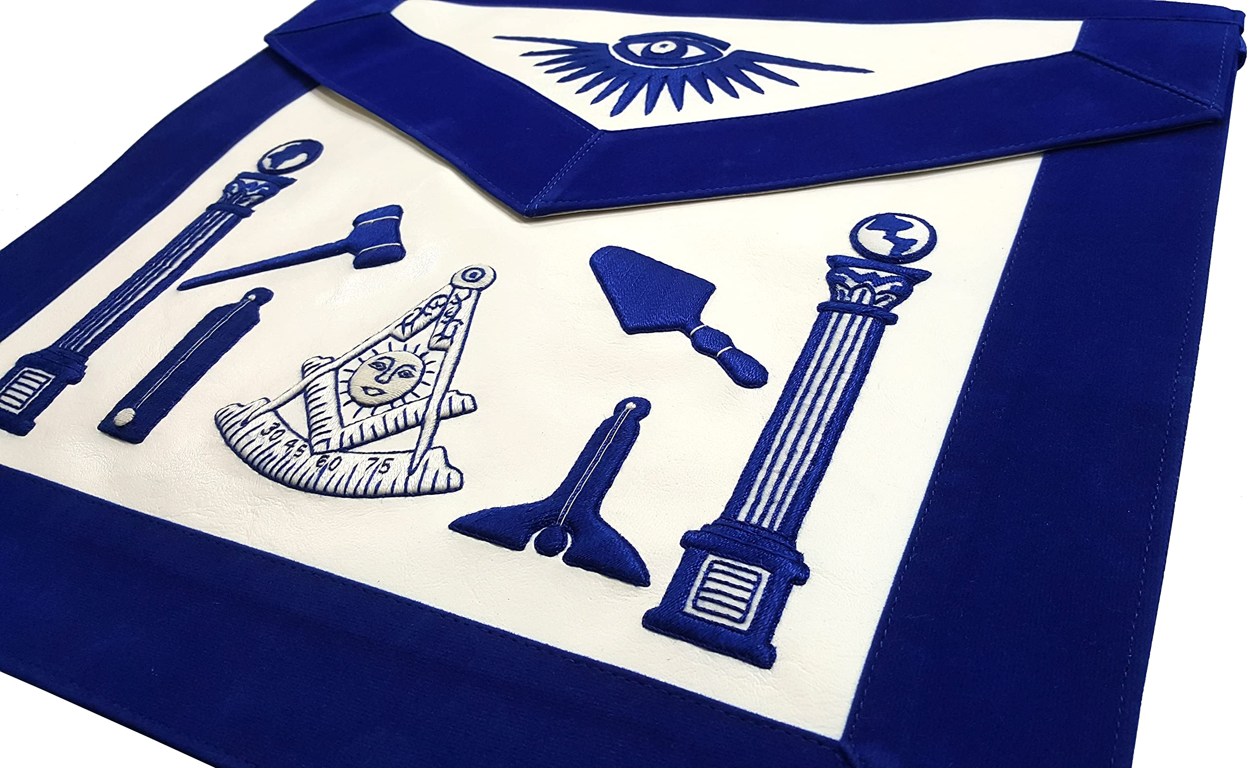 Past Master Apron - Hand Embroidered Royal Blue Work Apron for Cooking, Grilling & Woodworking | Durable & Stylish Chef & Craft Apron