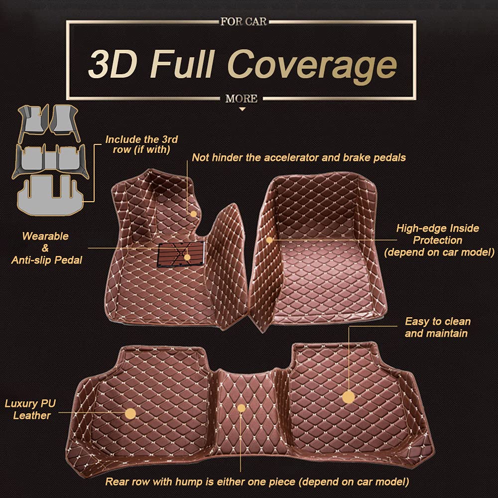 Luxury Waterproof All-Weather Car Floor Mats for Infiniti QX50 2019 - Full Coverage Leather Liners with Black & Red Design - Perfect for Daily Commuting, Road Trips, and Off-Road Protection