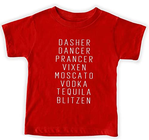 Funny Christmas Shirt - Dasher Dancer Prancer Vixen Moscato Vodka Tequila Drinking Tee | Humorous Holiday Party Shirt for Xmas Gatherings & Alcohol Lovers | Perfect for Ugly Sweater Parties, Bar Hopping & Festive Celebrations