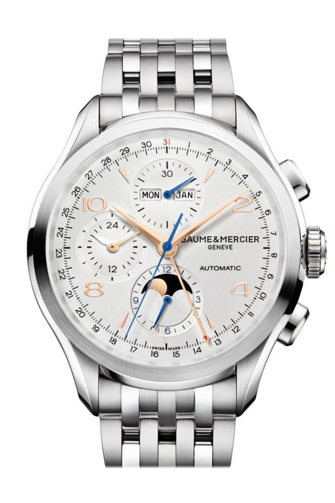 Baume & Mercier Clifton Moonphase Complete Calendar Chronograph Men's Watch 10279 - Luxury Dress Watch for Business & Formal Occasions