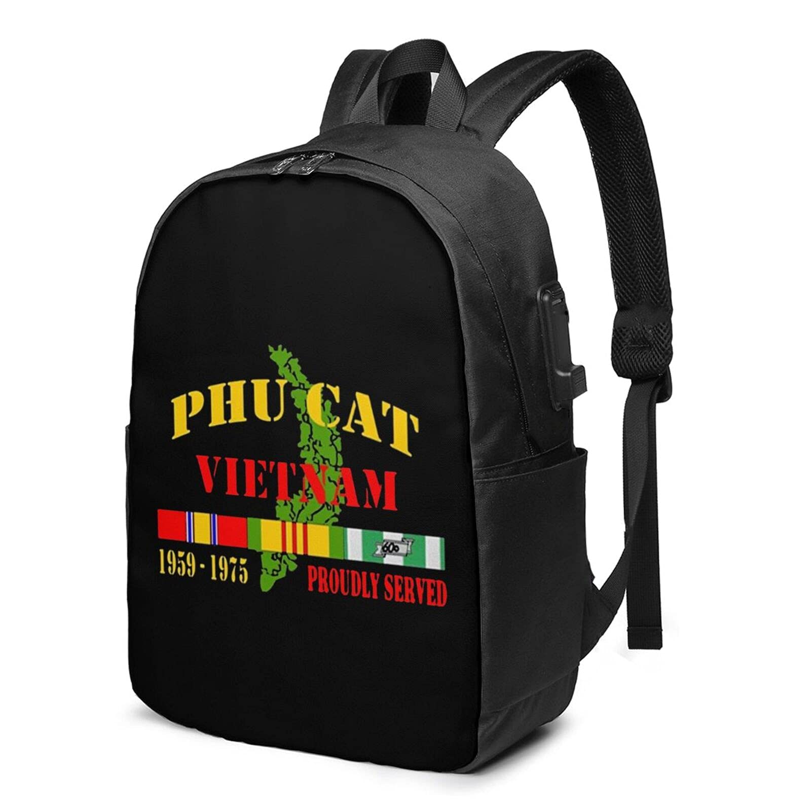 PHU Cat Vietnam Veteran Backpack - Durable Military School & Travel Backpack with USB Charging Port - Perfect for College, Hiking & Outdoor Adventures