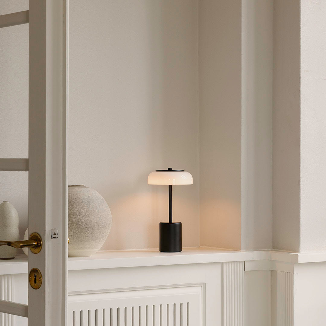 Blossi Mini Portable Table Lamp - USB Rechargeable Night Light for Bedroom, Desk, Nursery, Travel | Warm White LED, Dimmable, Battery Operated | Perfect for Reading, Relaxing, Decor