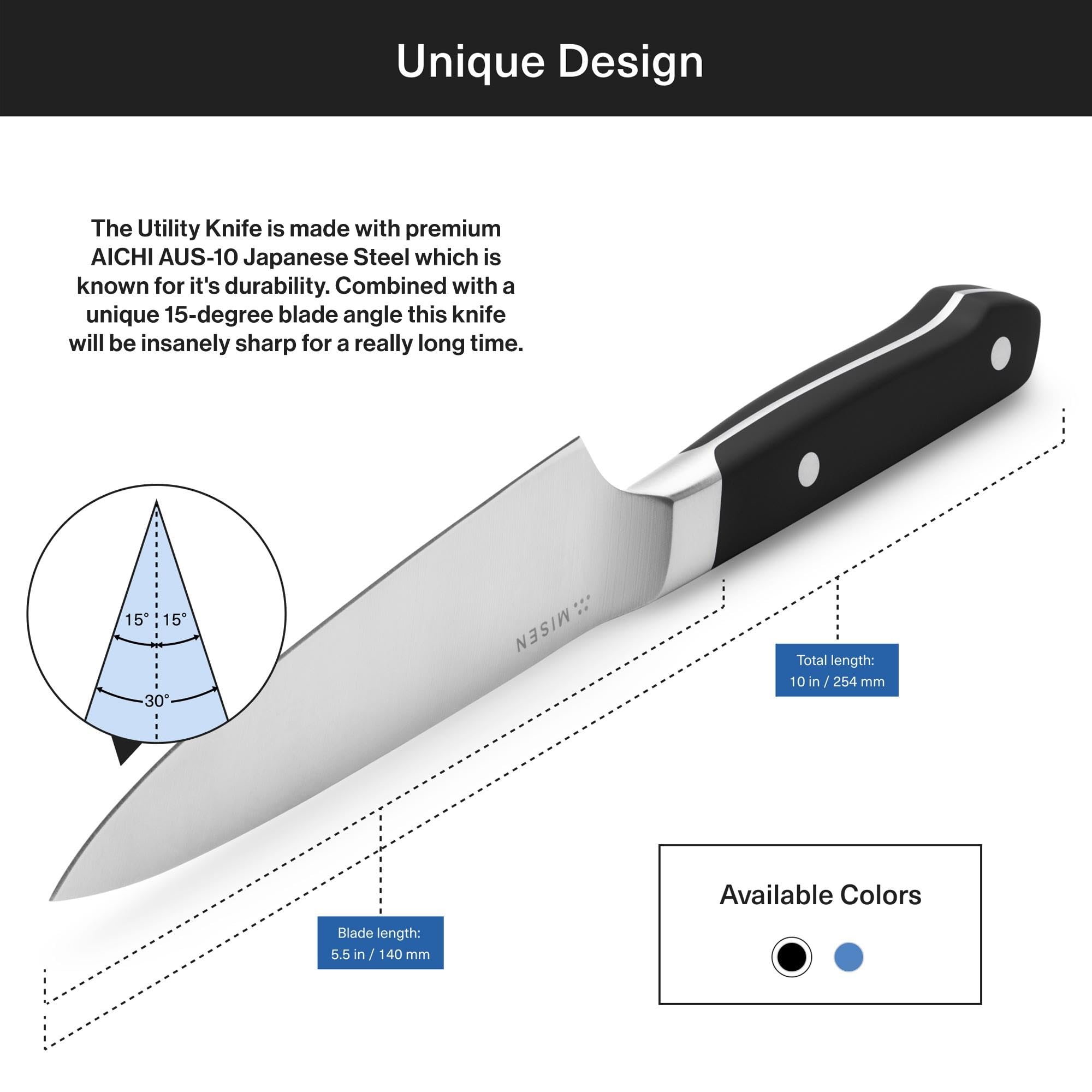 Misen Ultimate 6.8 Inch Chef's Knife - Professional Japanese High Carbon Stainless Steel Kitchen Knife - German & Japanese Hybrid Blade - Perfect for Slicing, Dicing & Chopping - Ideal for Home Cooks & Professional Chefs - Black