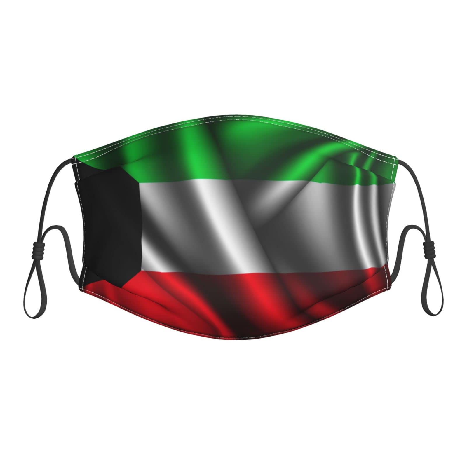 Kuwait Flag Face Mask - Reusable, Adjustable Dust Mask with Filter for Men & Women | Perfect for Outdoor Activities, Travel, and Daily Protection