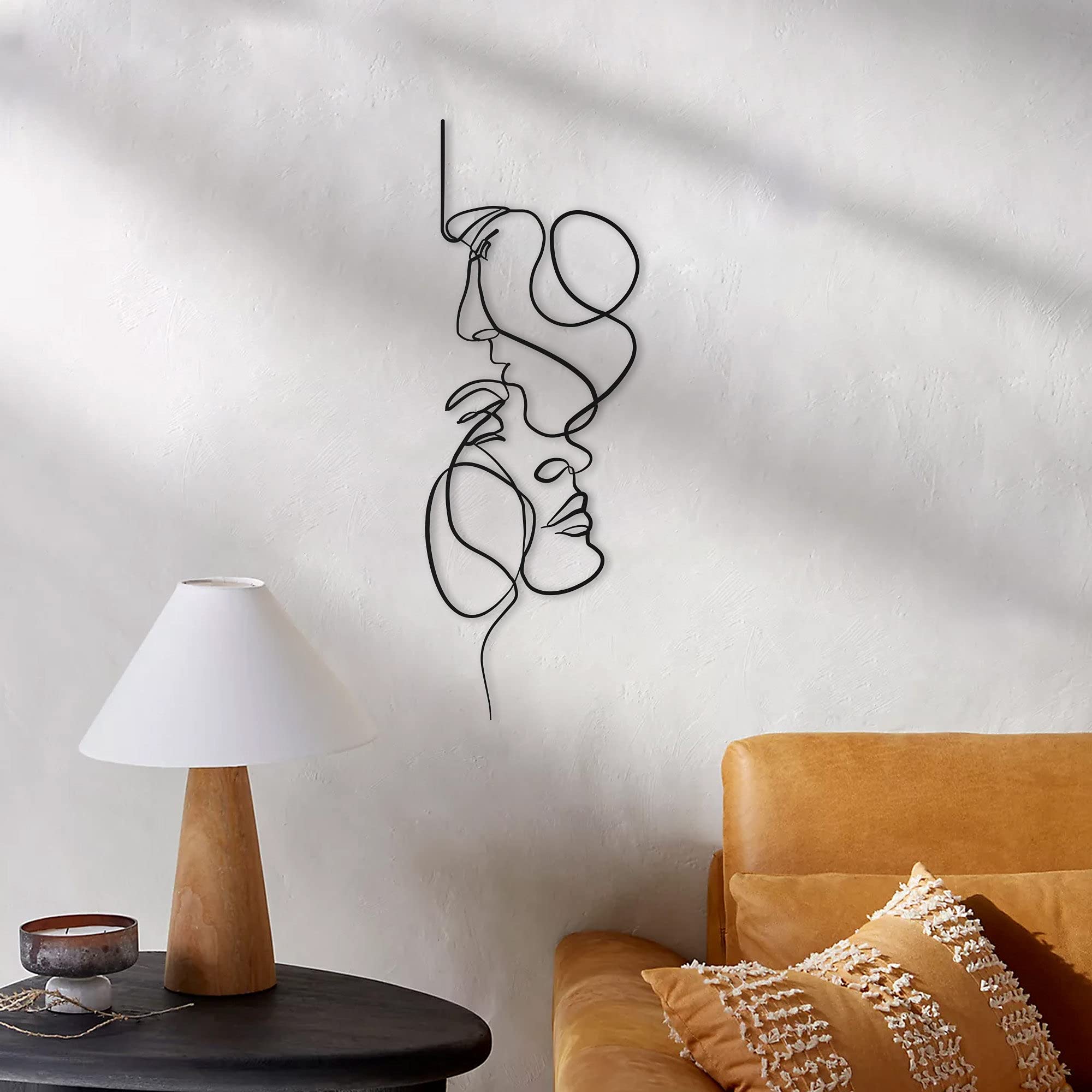 Ikonika Love Line Art - Elegant Woman Face Metal Wall Decor for Home & Office - Black Outdoor Metal Art Sign - Perfect for Living Room, Bedroom, Garden & Patio Decor