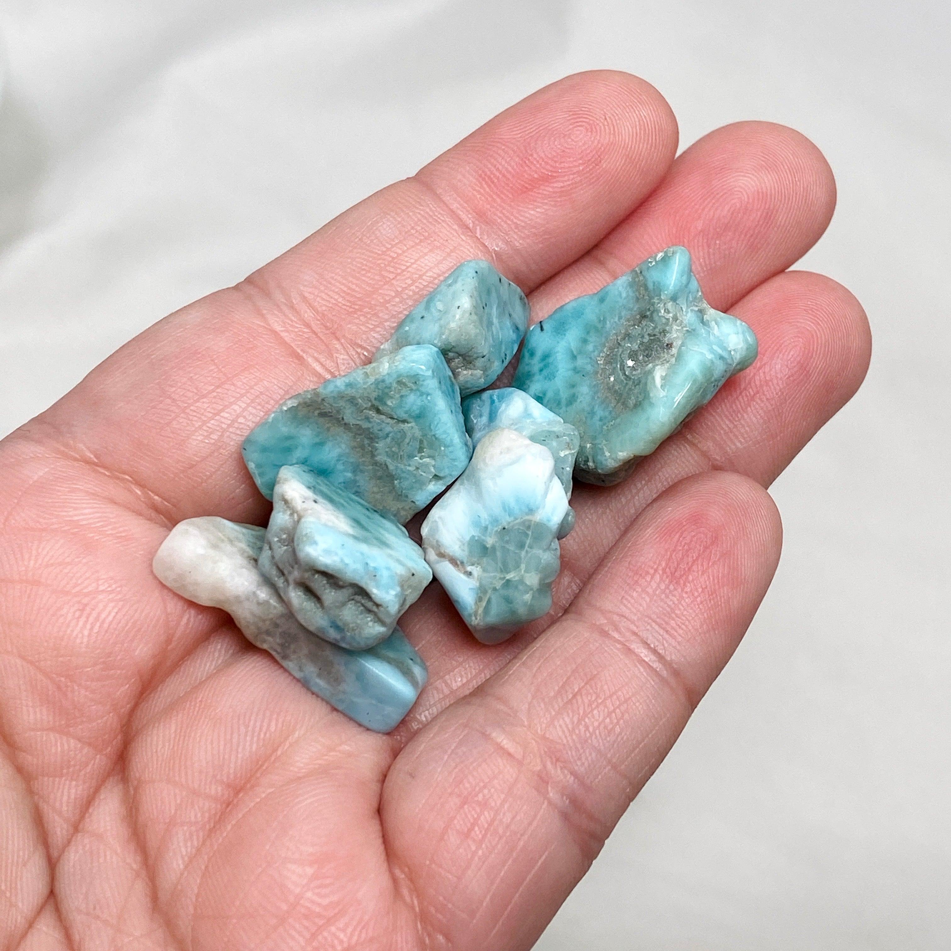Natural Larimar Tumbled Stones - Genuine Dominican Blue Pectolite Healing Crystals for Jewelry Making, Meditation & Home Decor