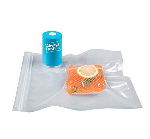 AFFS-TV Vacuum Food Sealer Machine with 6 Reusable Bags (2 x 2 x 3.5 Inches) - Blue | Compact & Portable for Sous Vide, Meal Prep, Camping & Food Storage | Extend Freshness & Reduce Waste