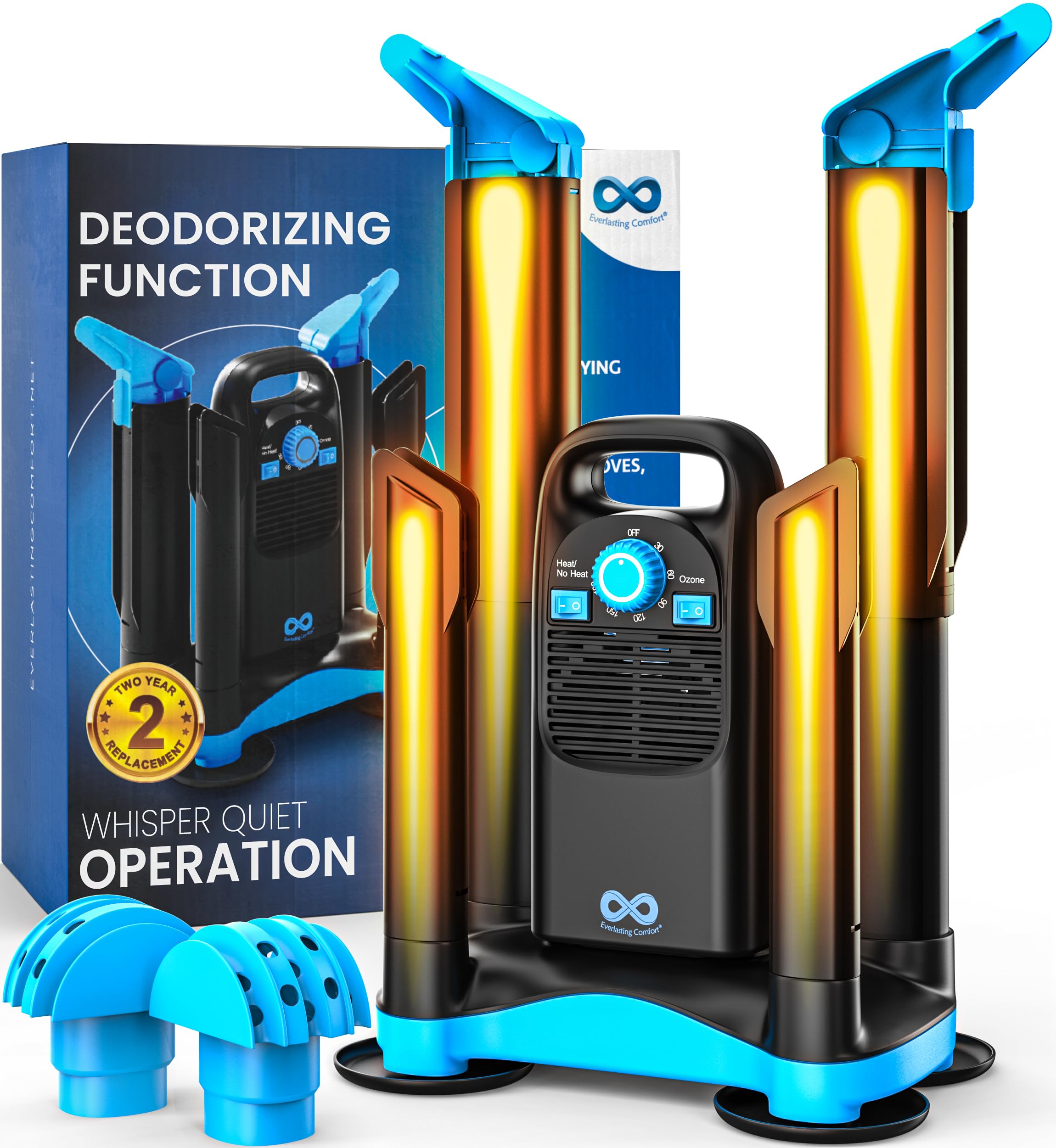 Everlasting Comfort Upgraded Boot Dryer - Fast 80-Minute Drying for Work Boots, Sneakers & Ski Gear | Electric Shoe Deodorizer with Heat Blower | Perfect for Drying Gloves, Helmets & Boxing Equipment After Sports & Outdoor Activities