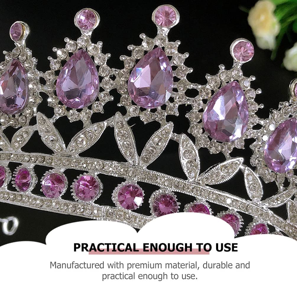 1pc Violet Bridal Hair Tiara - Baroque Queen Crown for Weddings, Birthdays & Special Events | Diamond Rhinestone Princess Headpiece for Brides, Girls & Women | Perfect for Weddings, Prom, Pageants & Royal-Themed Parties