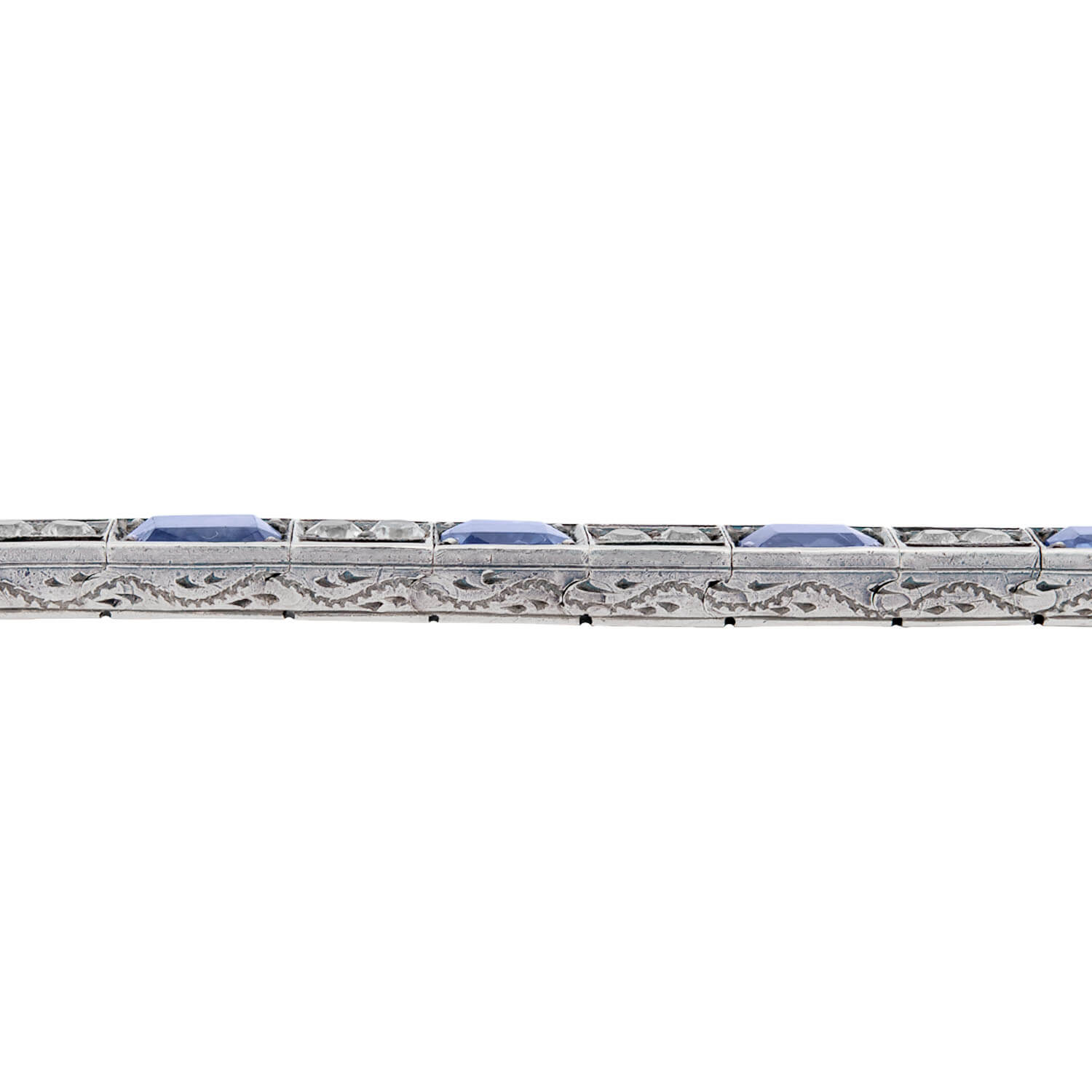 Art Deco Sterling Silver GIA Certified No Heat Ceylon Sapphire Line Bracelet - 14CTW Vintage Jewelry for Women, Perfect for Weddings & Special Occasions