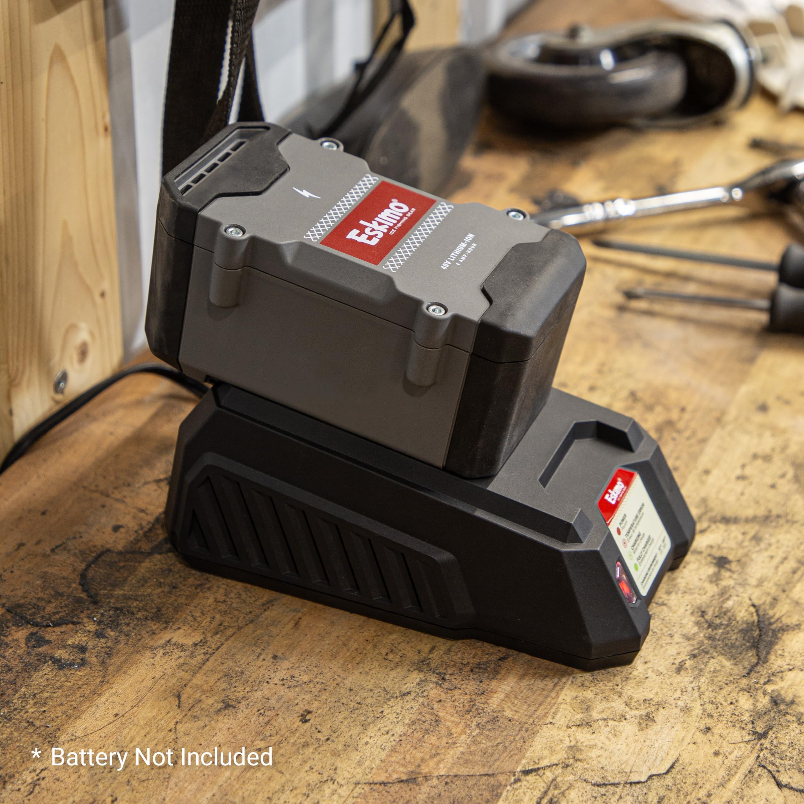 Eskimo® E40 40V Lithium-ion Battery Charger - 2-Amp Fast Charger for Power Tools (Model 43695) | Ideal for Cordless Drills, Lawn Mowers & Outdoor Equipment | Black
