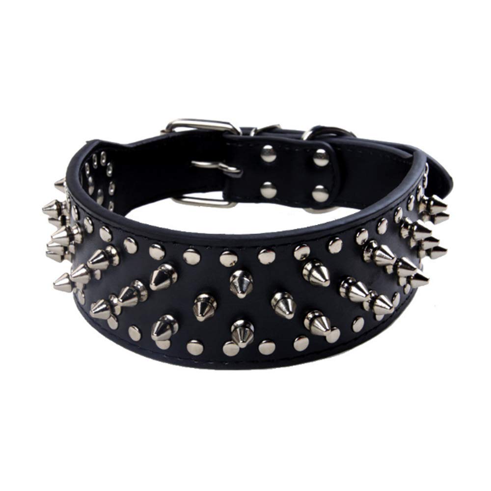 Spiked Studded Leather Dog Collar for Pitbulls - Heavy Duty Adjustable Pet Collar for Medium & Large Dogs - Perfect for Training, Walking & Outdoor Adventures