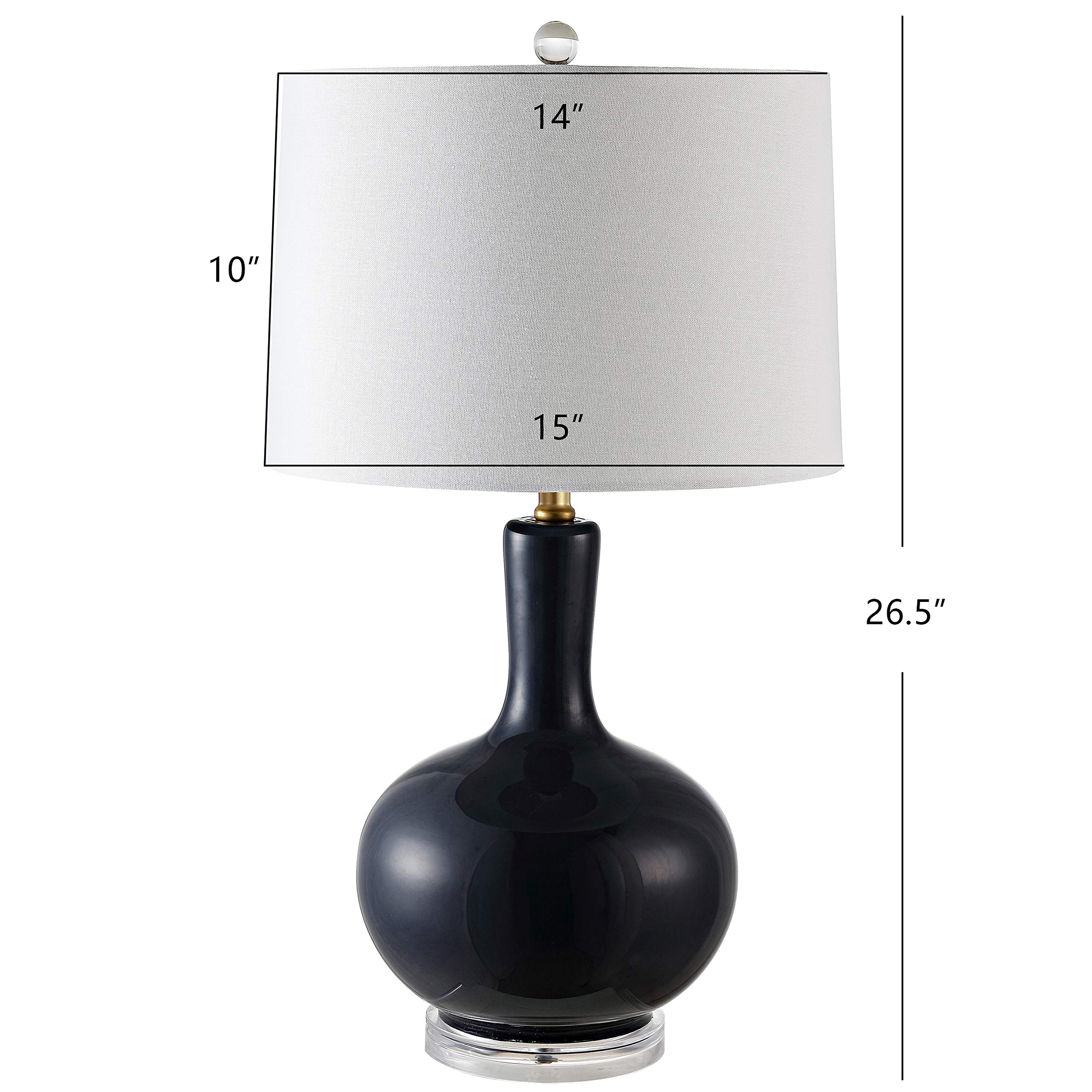 SAFAVIEH Nilla Modern Contemporary Navy & Clear 27-Inch Table Lamp Set of 2 with LED Bulbs - Perfect for Bedroom, Living Room, Home Office & Nightstand Lighting