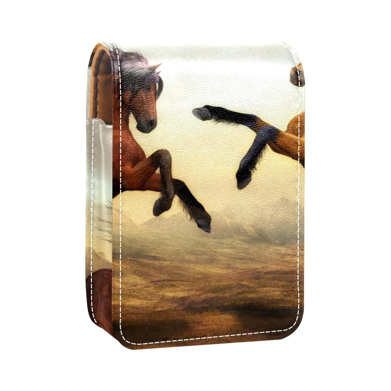 Personalized Lipstick Case - Portable Makeup Bag & Cosmetic Pouch Organizer with Wild Stallion Horse Design | Perfect for Travel, Daily Use & Gift Giving