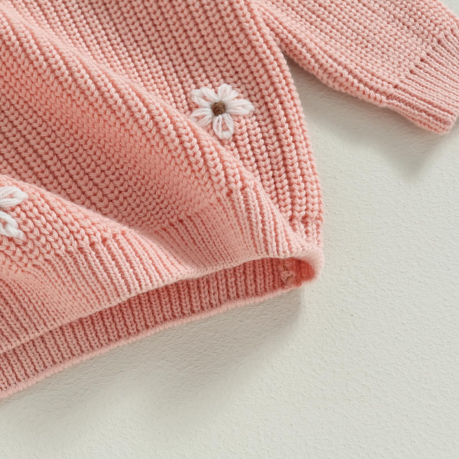 YOKJZJD Chunky Knit Baby Sweater for Girls - Floral Warm Long Sleeve Knitted Top for Newborn & Toddler | Fall Winter Clothing for Photo Shoots & Family Outings