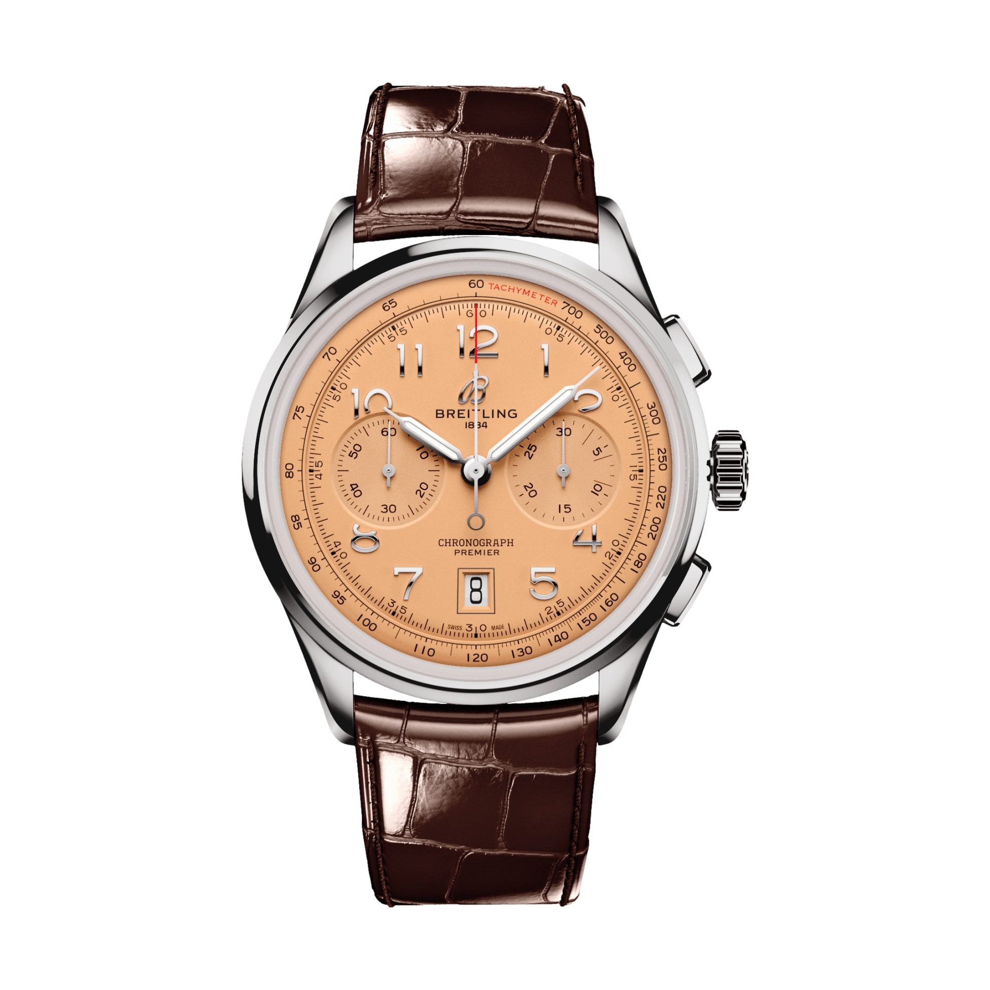 Premier B01 Chronograph 42mm Copper Watch with Genuine Leather Strap - Perfect for Business Meetings & Formal Occasions