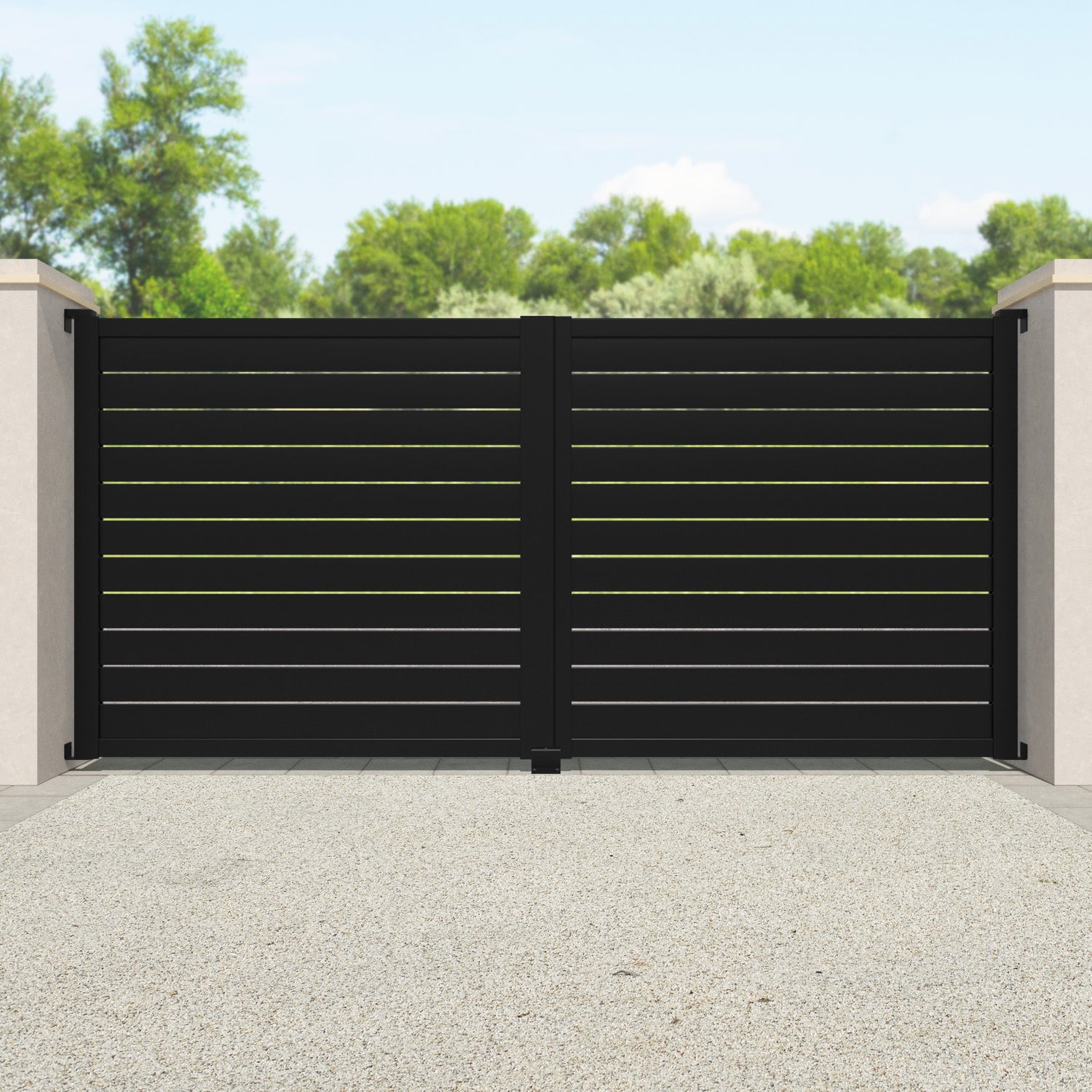 Black Avalon Aluminum Driveway Gate - Durable & Stylish Security Solution for Homes, Farms & Commercial Properties
