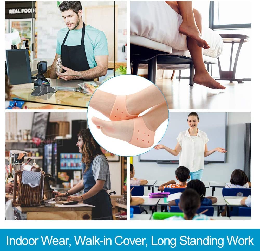 Varisty Silicone Heel Pads for Women & Men - Pain Relief Gel Inserts for Foot Pain, Dry Cracked Heels, Ankle Support - Soft Cushion for Hardworking Feet - Free Size (1 Pair) - Perfect for Running, Walking, Standing All Day & Heel Care