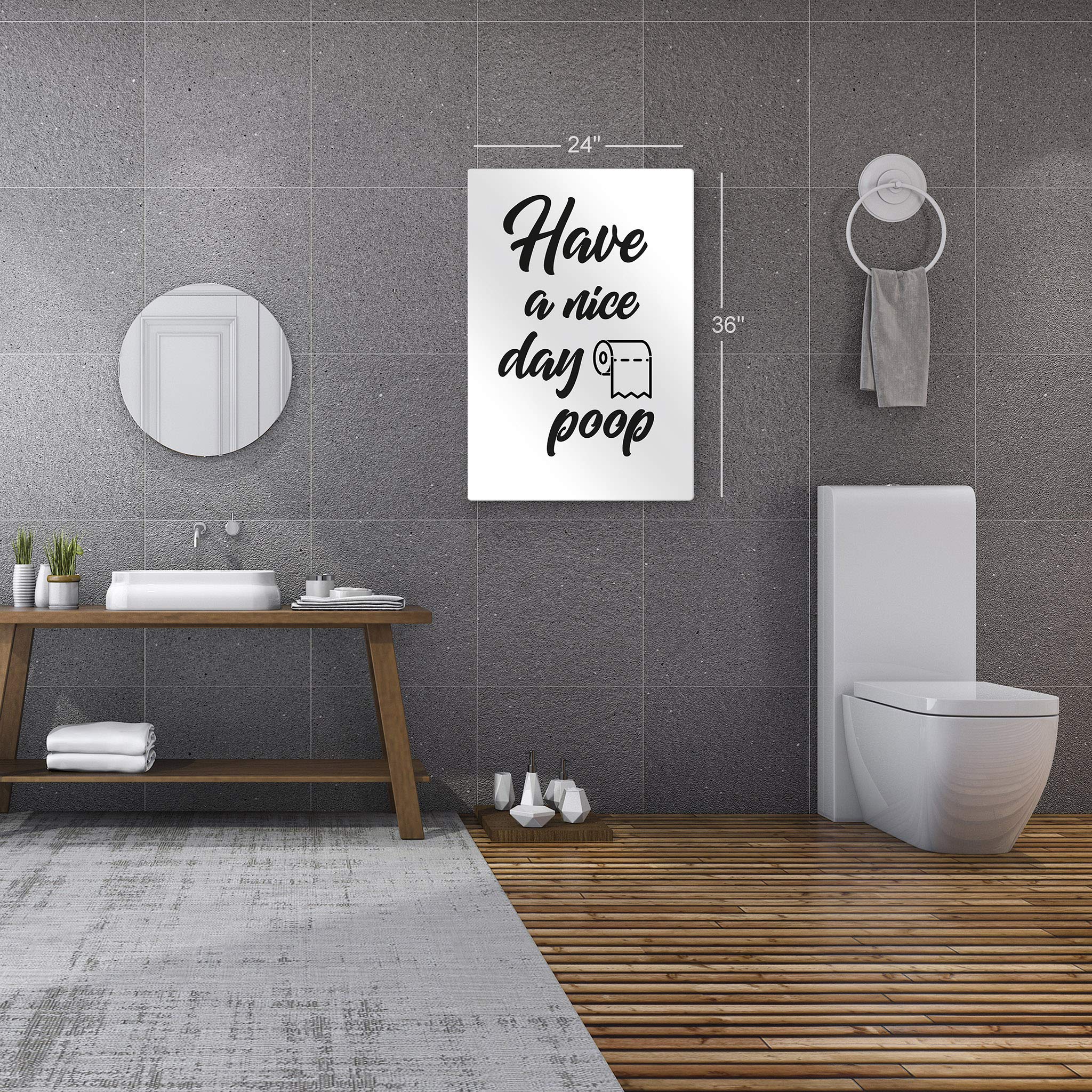 Funny Bathroom Wall Art - 'Have a Nice Day Poop' Metal Print Sign | Ready to Hang Toilet Decor | Humorous Quote Bathroom Decor for Home | Made in USA - 40x30 | Perfect for Powder Rooms, Guest Baths & Office Restrooms
