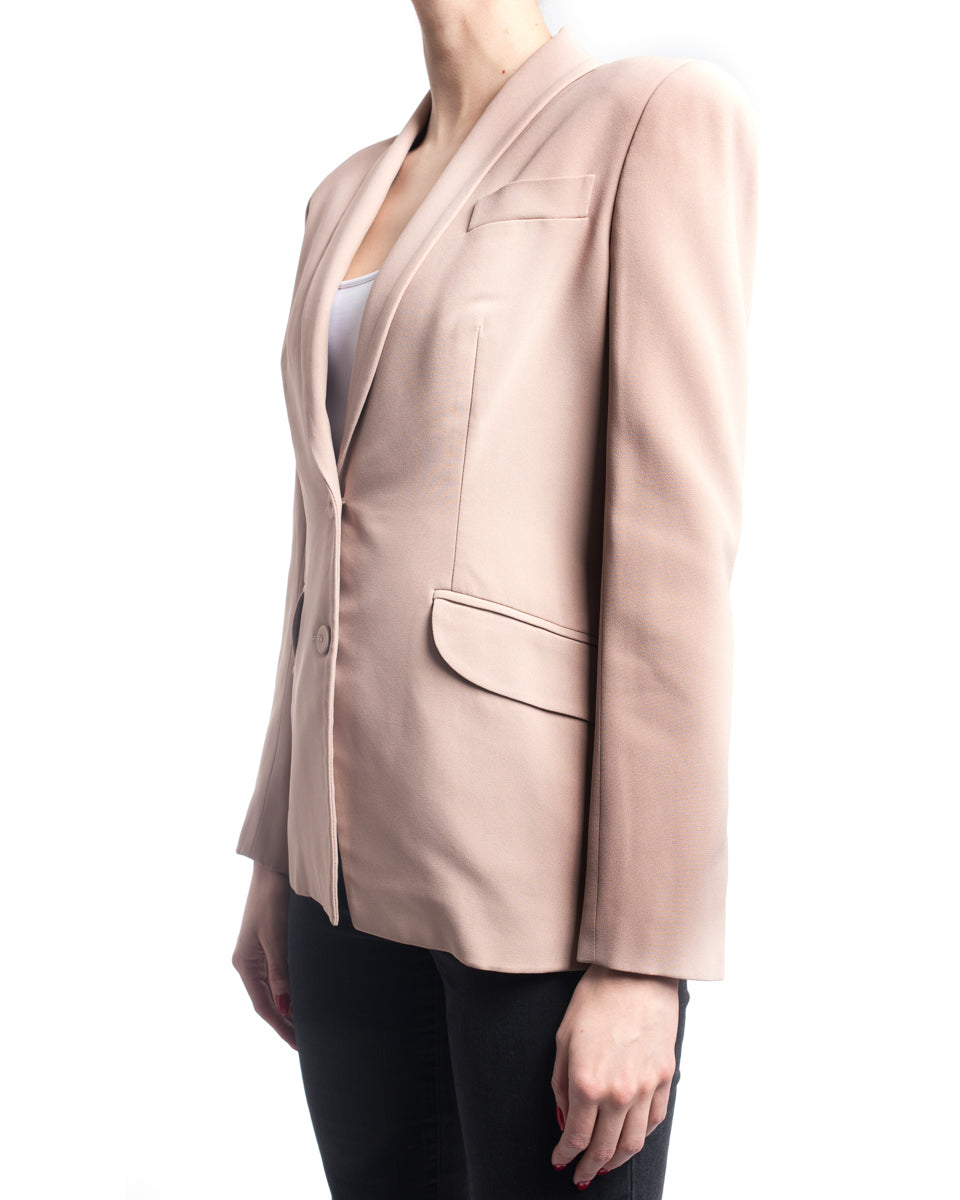 Alexander McQueen Women's Blush Nude Blazer Jacket - Elegant Tailored Slim Fit Single-Breasted Coat for Office, Wedding & Formal Events
