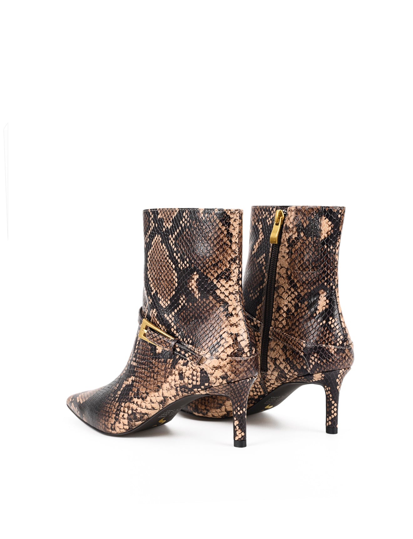 Drew Women's Stiletto Ankle Boots - Brown Snake Leather Pointed Toe Heel Booties for Party, Night Out & Office Wear