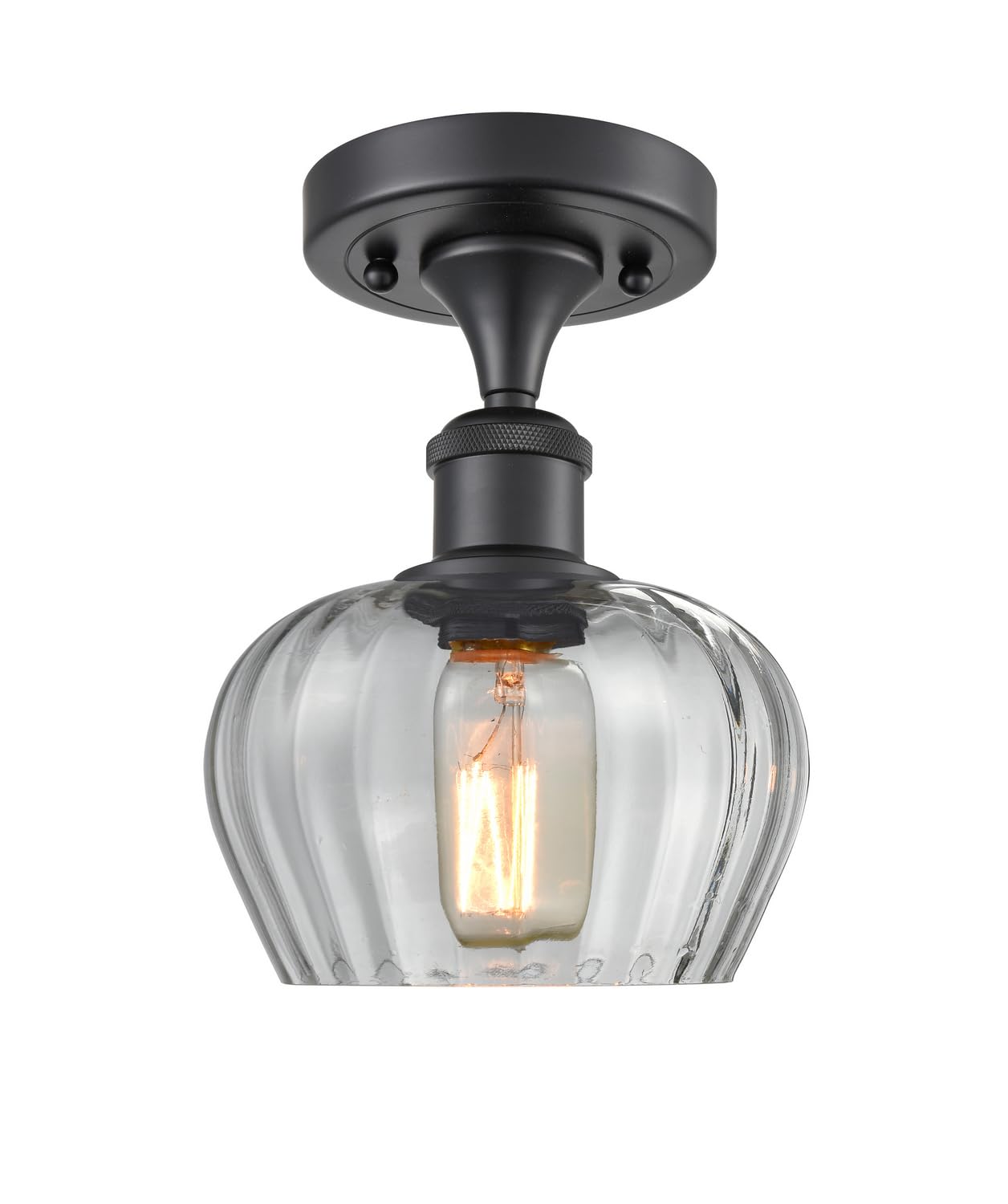 Vintage Dimmable LED Semi-Flush Mount Ceiling Light - Matte Black Finish, Energy Efficient 1-Light Fixture for Bedroom, Living Room & Dining Room