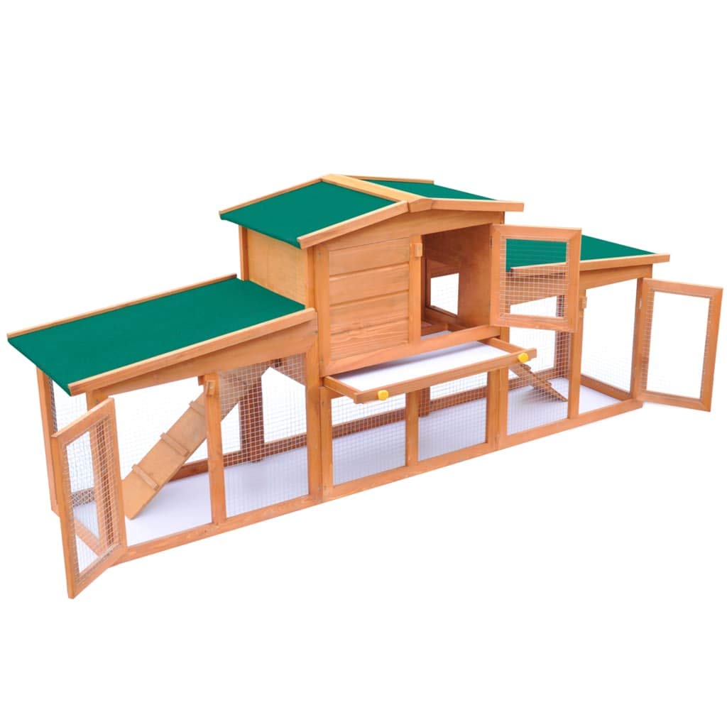 Premium Wooden Rabbit Hutch for Outdoor & Indoor Use - 2-Story Bunny Cage with Waterproof Roof, Stairs & Cleaning Tray - Guinea Pig House for Small to Medium Pets - Perfect for Backyard, Garden or Home Use