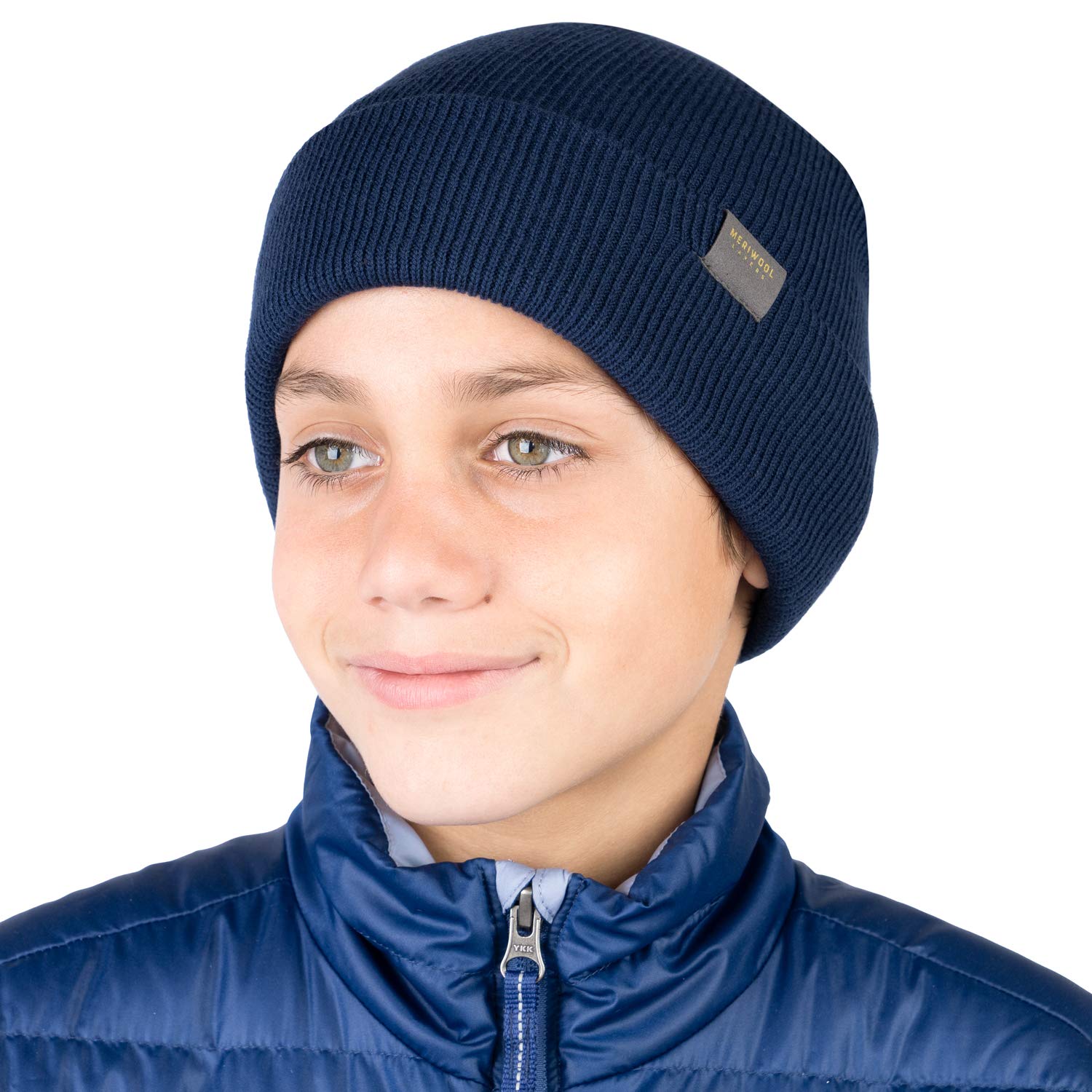 MERIWOOL Kids’ Beanie - Soft Merino Wool Ribbed Knit Winter Hat for Boys & Girls - Warm & Cozy Cold Weather Accessory for Outdoor Play, Skiing & Snow Activities