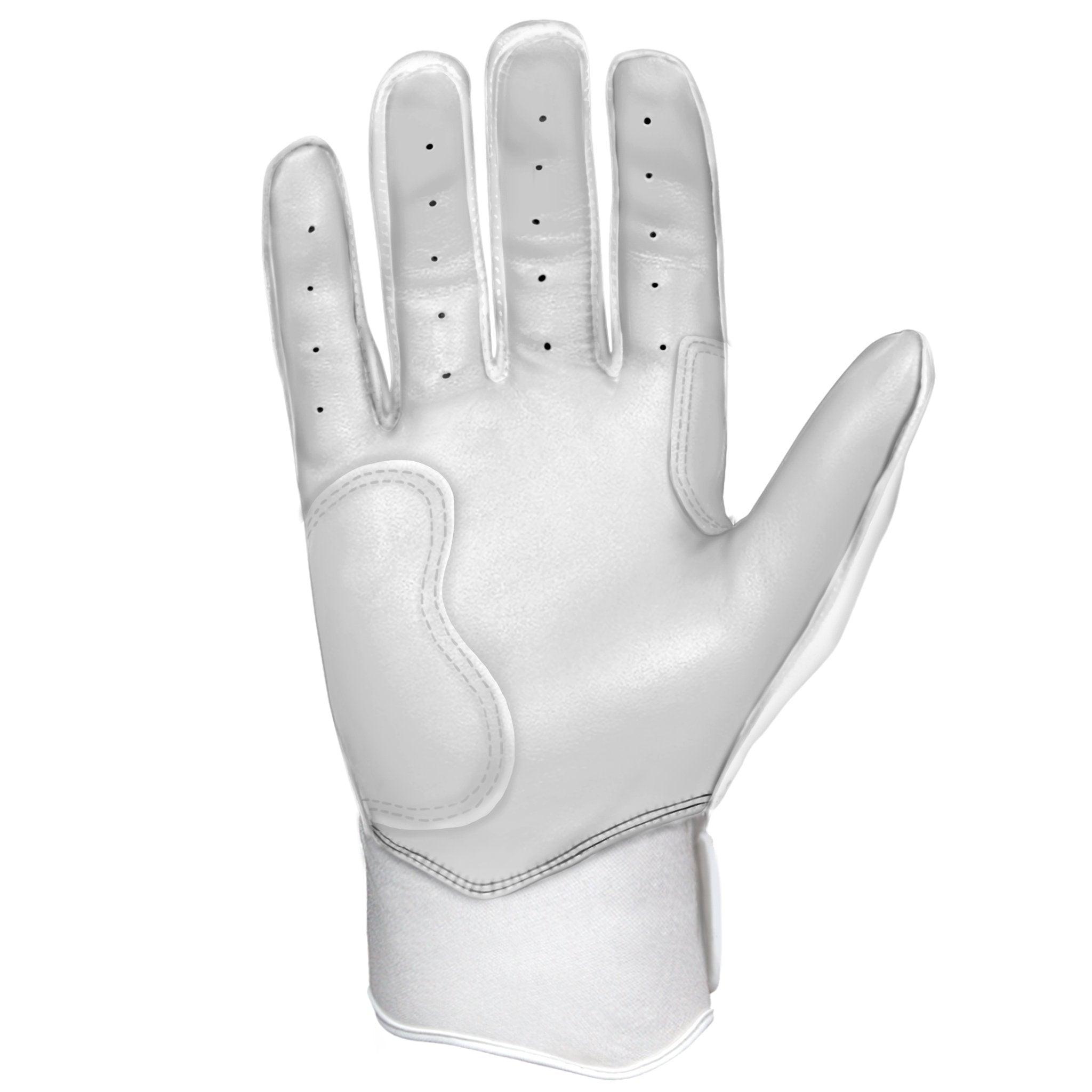 Bruce Bolt PREMIUM PRO BRINSON Series Baseball Batting Gloves - White | Durable & Comfortable for Baseball Training & Games | Perfect for Hitting, Fielding & Batting Practice