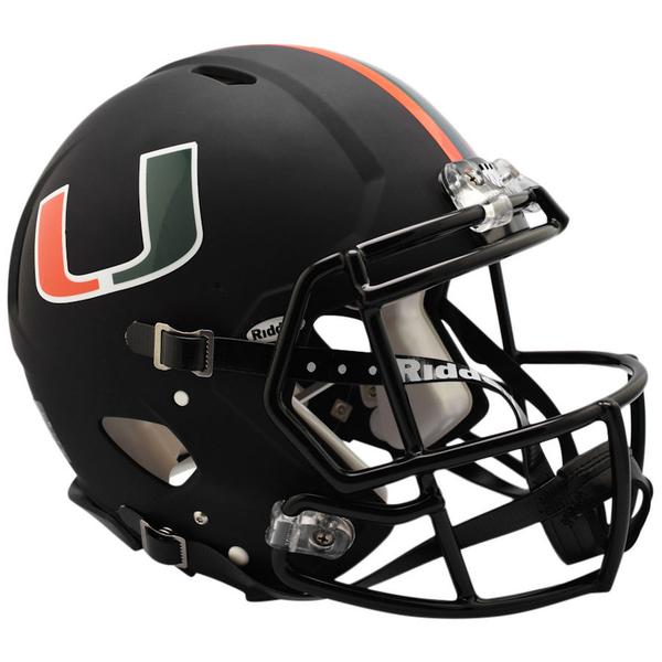 Miami Hurricanes Black Riddell Speed Mini Helmet - Authentic NCAA Football Collectible for Fans, Display & Sports Memorabilia - Perfect for Game Day Decor, Man Cave, or Gift for Football Enthusiasts