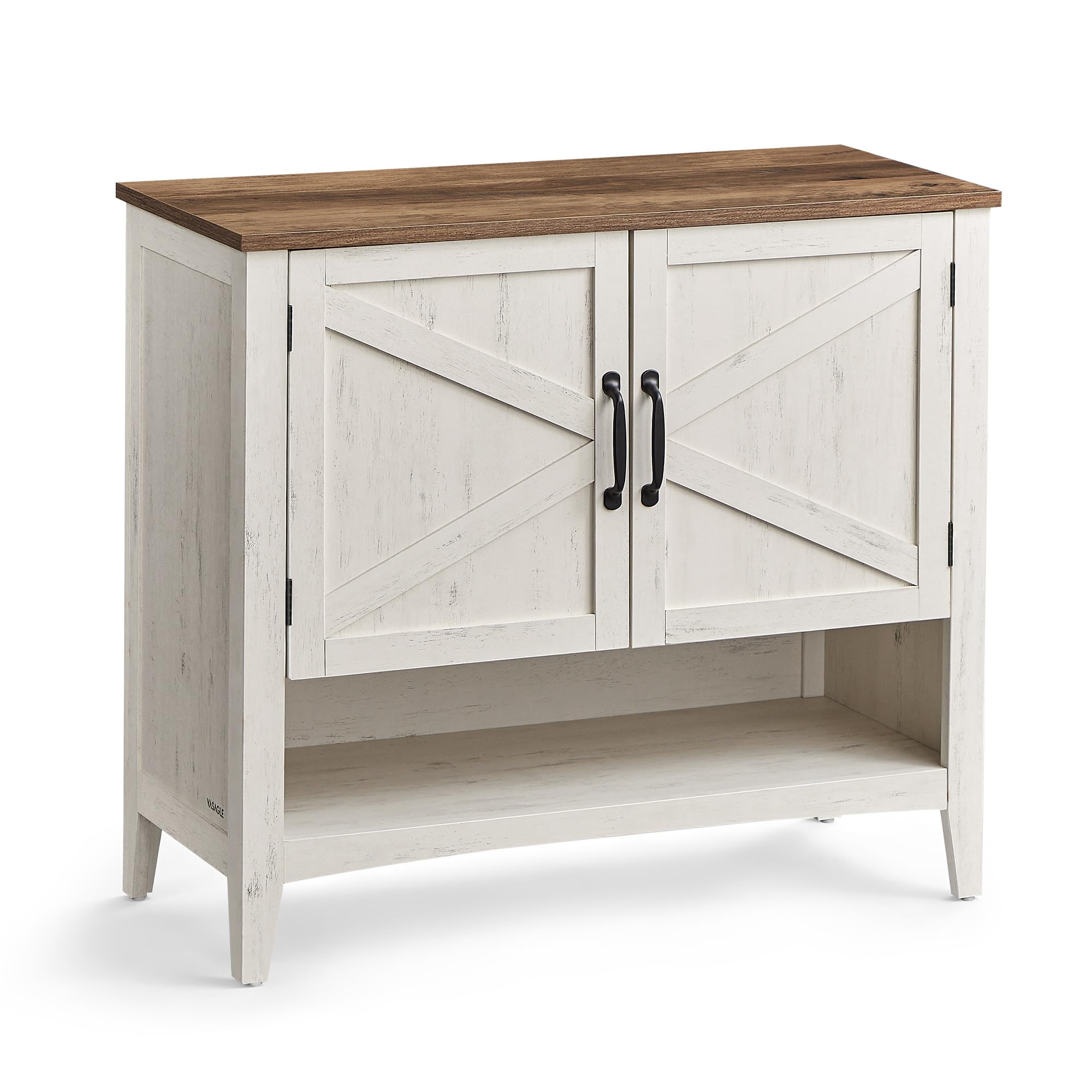VASAGLE 3-Tier Shoe Storage Cabinet - Farmhouse Style Freestanding Organizer with Adjustable Shelves, 13.8
