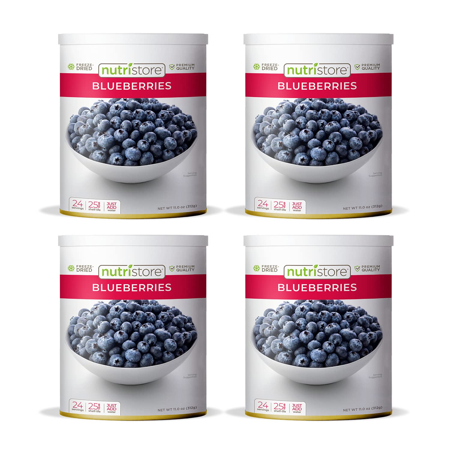 Nutristore Freeze Dried Blueberries 4 Pack - #10 Can Fruit | Healthy Low Carb Snacks | Emergency Food Storage with 25 Year Shelf Life | Perfect for Camping, Hiking & Survival Kits
