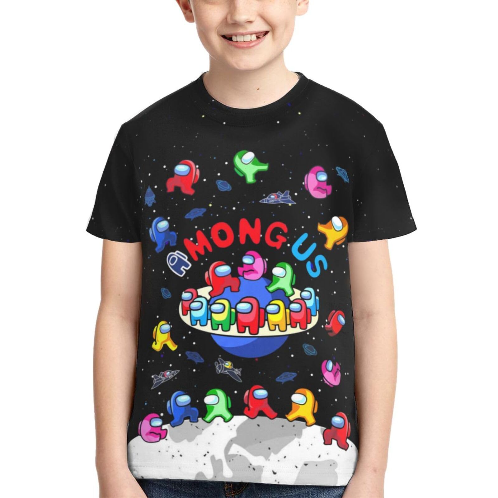 Boys' Short Sleeve Gaming Graphic T-Shirt - 3D Printed Cartoon Crewneck Tee for Kids & Teens (Ages 6-16) - Perfect for School, Gaming & Casual Wear