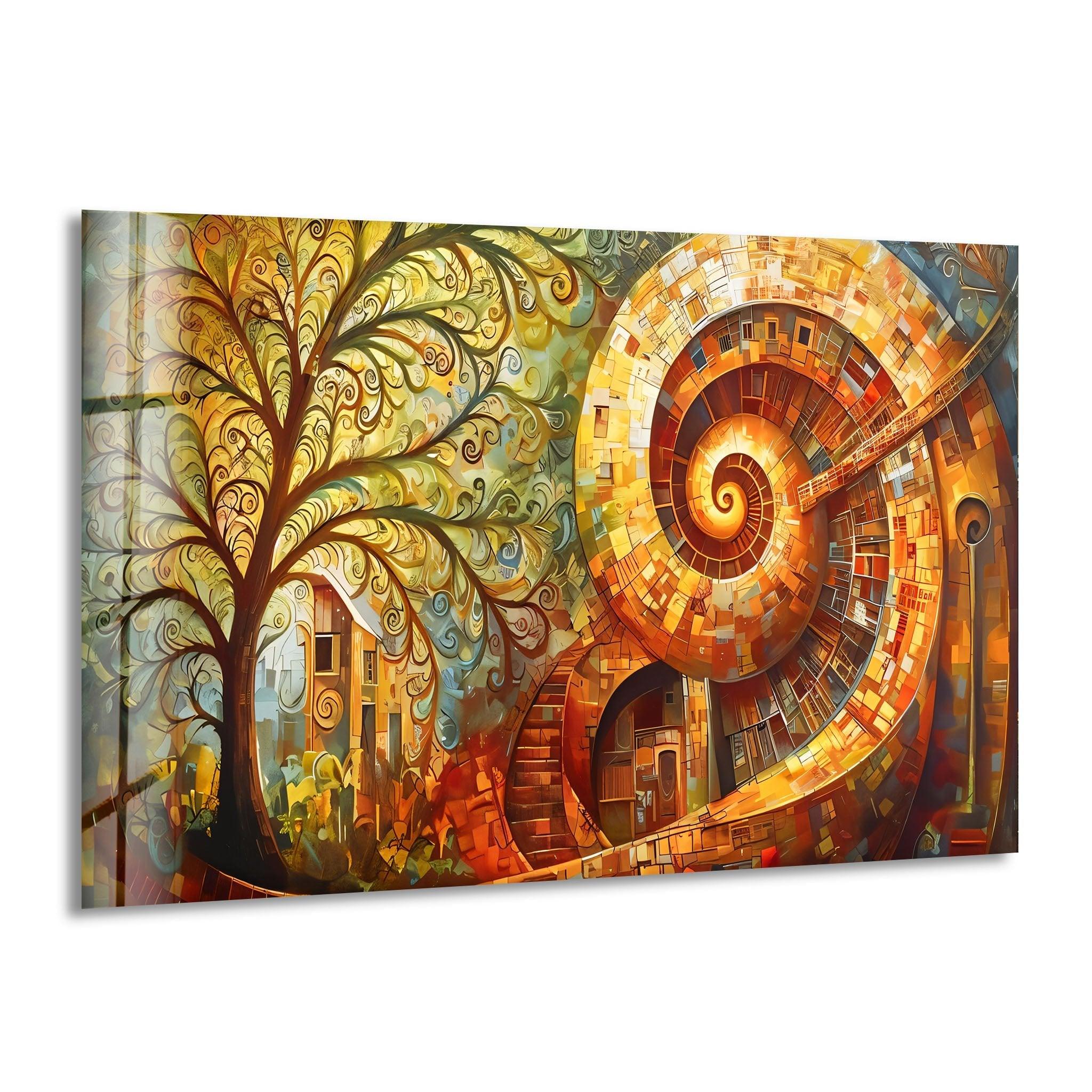 Abstract Colored Spiral Glass Wall Art - Modern Handmade Home Decor for Living Room, Bedroom & Office - Unique 3D Hanging Art Piece for Boho, Contemporary & Minimalist Interior Design