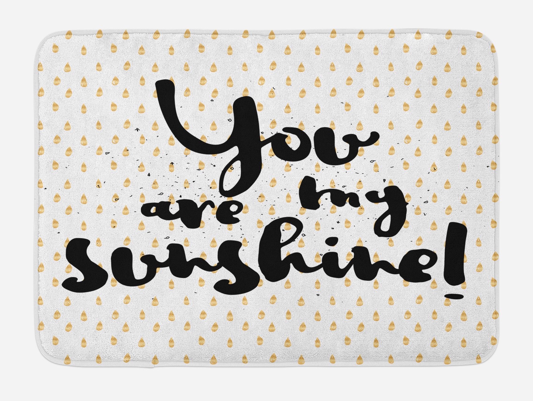 Ambesonne Non-Slip Plush Bath Mat with Retro Dotted Design & 'Sunshine' Life Message Print, 30.2