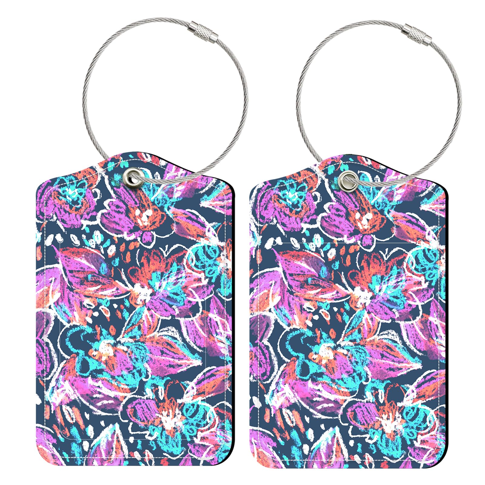 SUNDEE 2 Pack TSA Approved Travel Luggage Tags - Stylish Patterned Suitcase ID Tags with Privacy Protection & Durable Stainless Steel - Perfect for Airports, Cruise Vacations and Business Trips (02M Design)