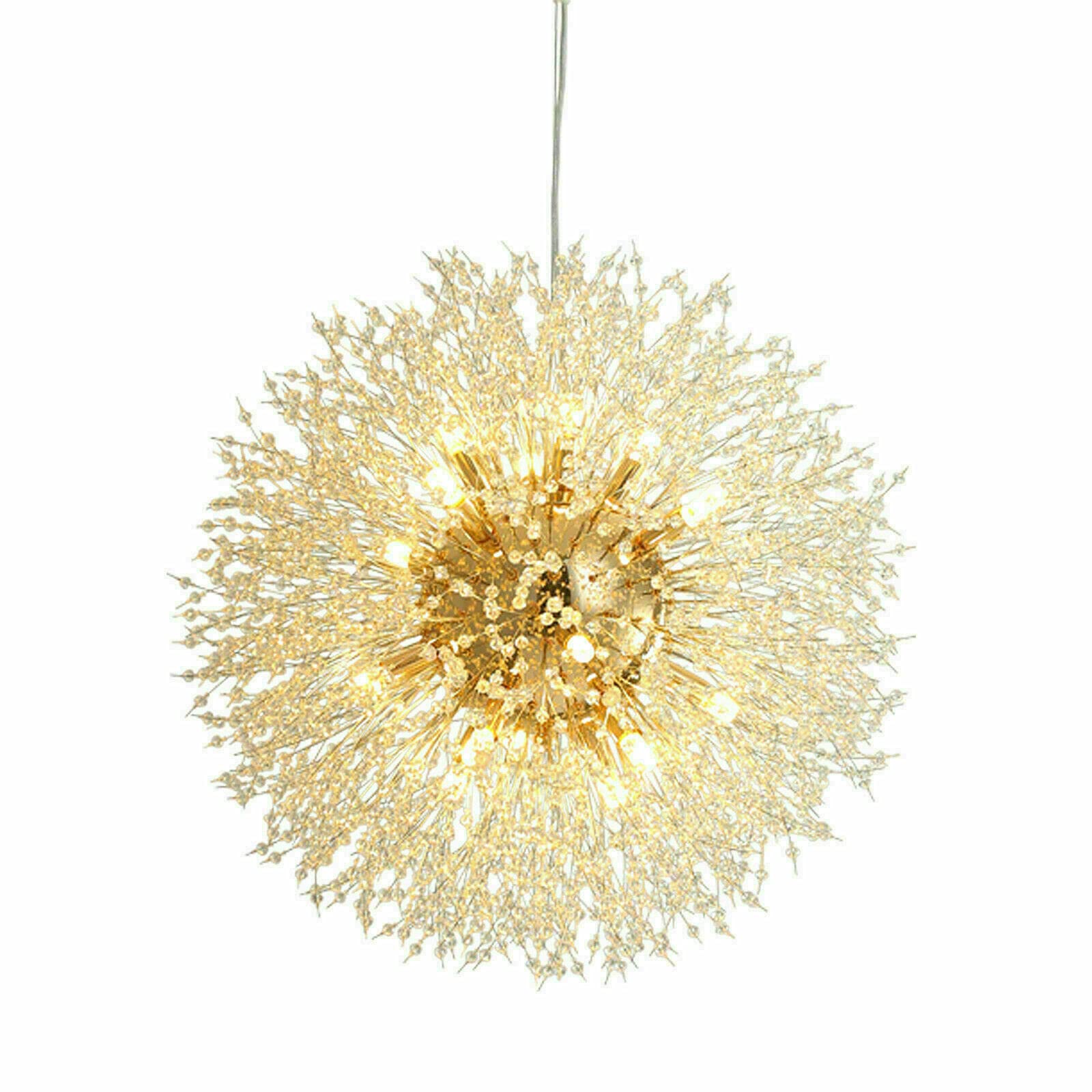 Modern LED Crystal Dandelion Chandelier - Gold Hanging Pendant Light Fixture for Dining Room, Bedroom, Kitchen Island & Living Room | Energy-Efficient Decorative Lighting for Home & Restaurant