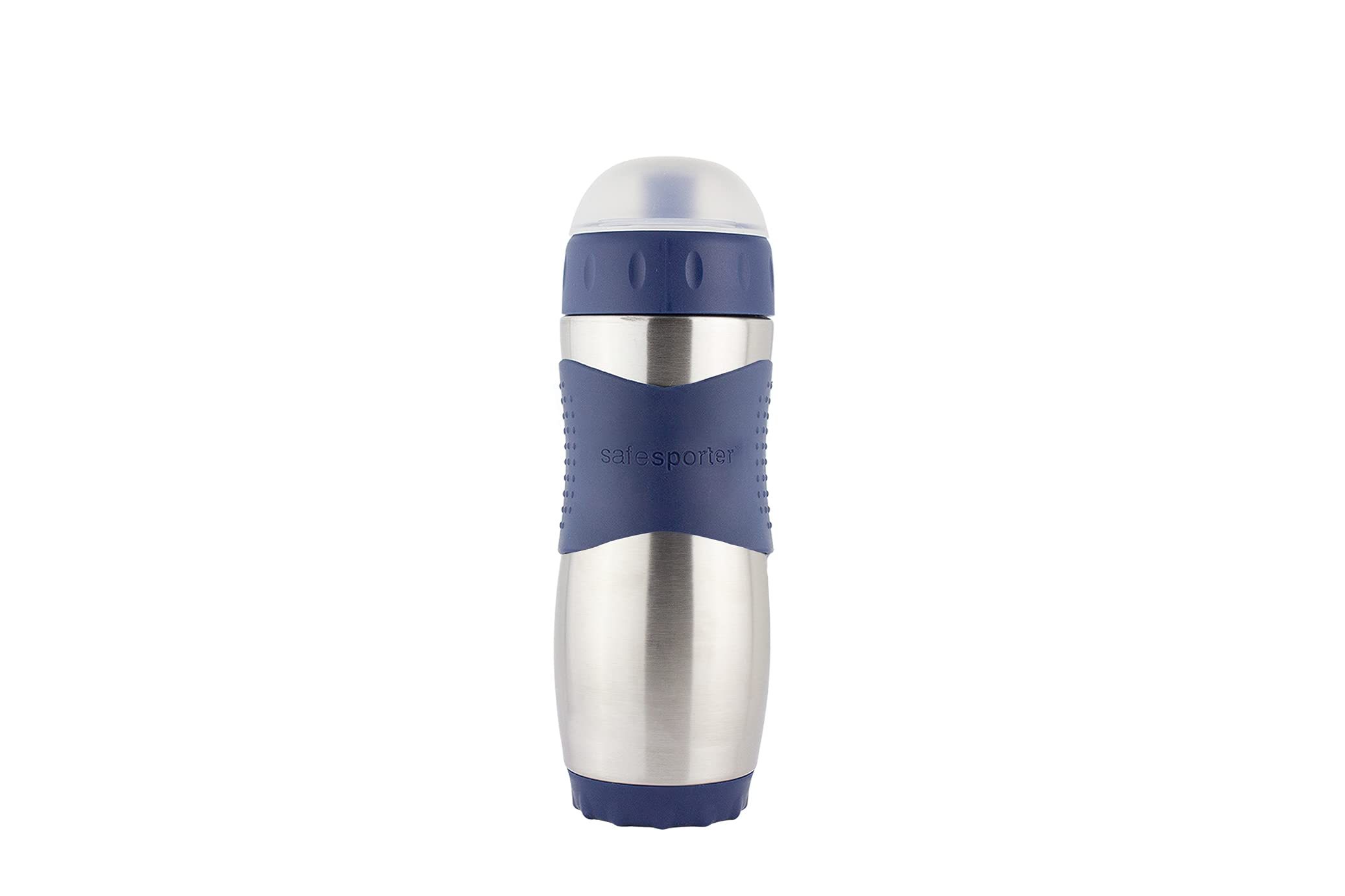 Kid Basix Safe Sporter Stainless Steel Water Bottle - 16oz Navy, Easy Pull Spout & Mud Cap, Dishwasher Safe - Perfect for School Lunch, Sports & Outdoor Activities