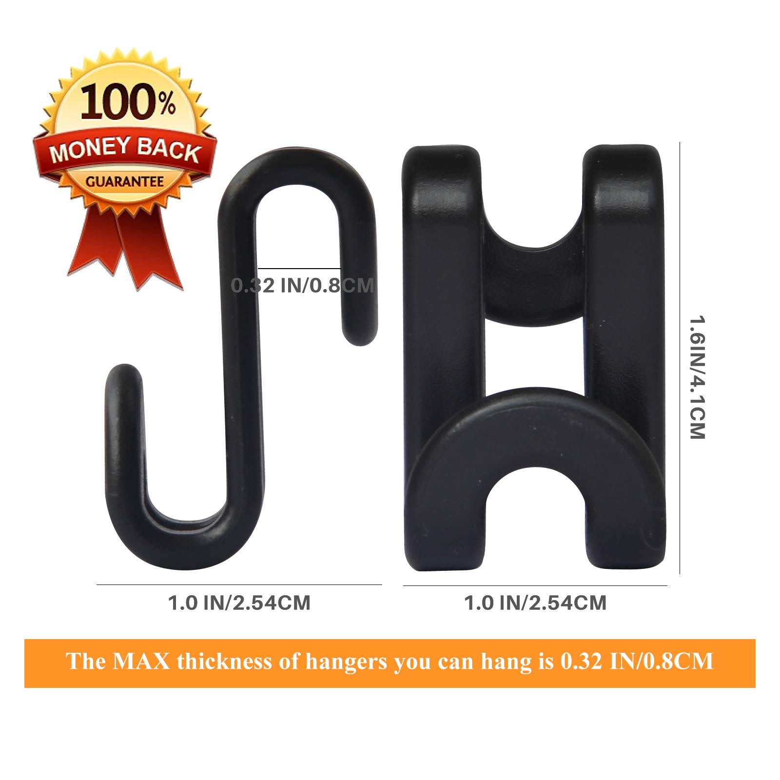 60 Pcs Black Heavy Duty Clothes Hanger Connector Hooks - Space Saving Cascading Hangers for Velvet Huggable Hangers | Perfect for Closet Organization & Wardrobe Storage