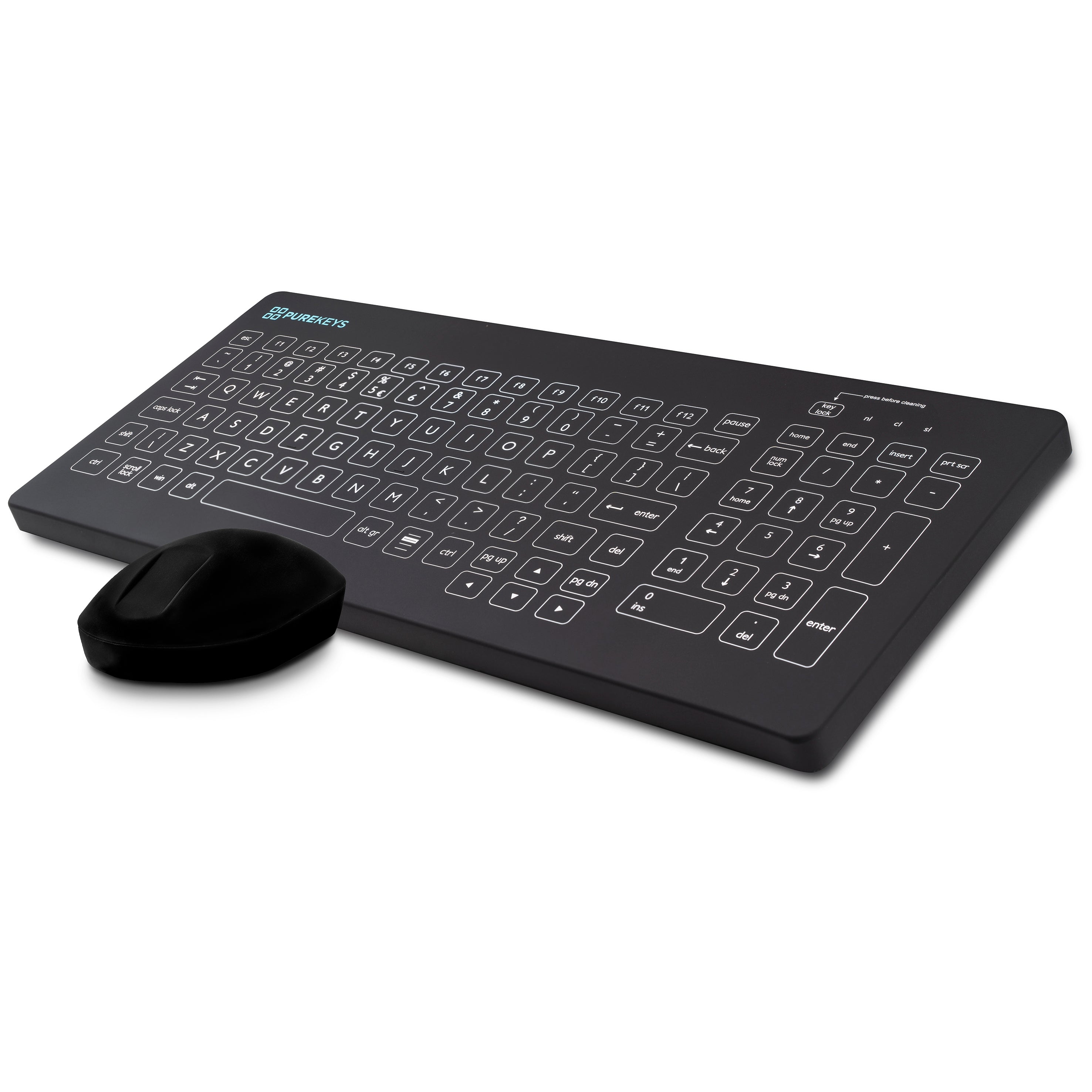 Purekeys Wireless Compact Keyboard and Mouse Set - Black | Slim Ergonomic Design for Laptop, PC, Mac | Perfect for Home Office, Gaming & Travel