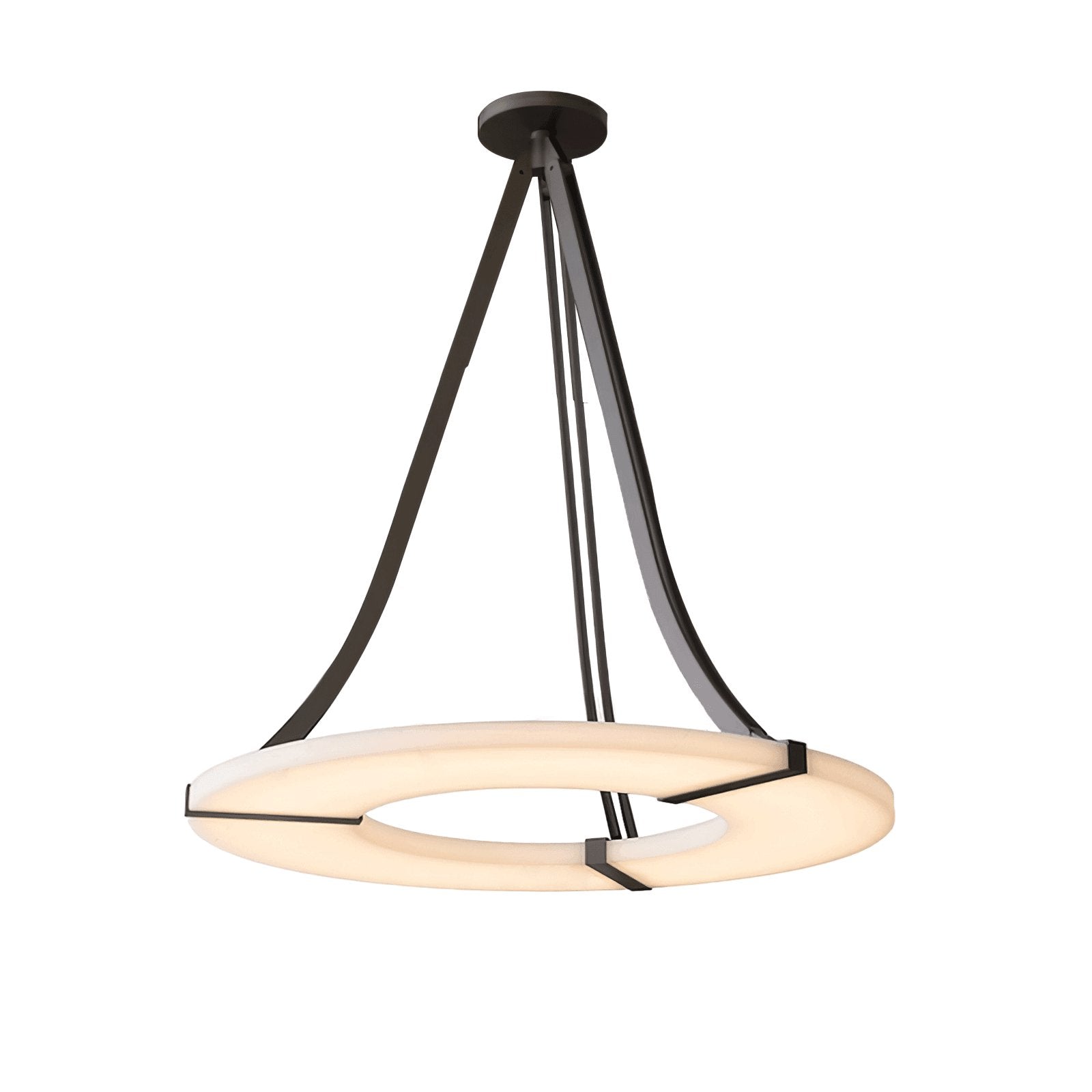 Elegant Alabaster Halo Pendant Light - Modern Ceiling Fixture for Dining Room, Kitchen Island & Bedroom Lighting | Dimmable LED Chandelier