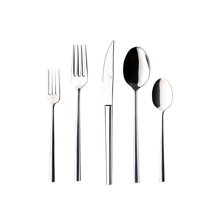 5-Piece Vela Flatware Set - Stainless Steel Silverware with Mirror Finish - Elegant Dinnerware for Wedding, Party & Home Dining (Knife, Fork, Spoon Set) - Perfect for Formal Occasions & Everyday Use