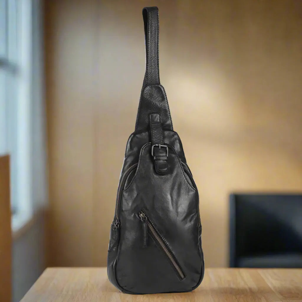 Off The Shoulder Leather Chest Backpack - Stylish & Durable Crossbody Bag for Women - Perfect for Travel, Hiking, and Everyday Use