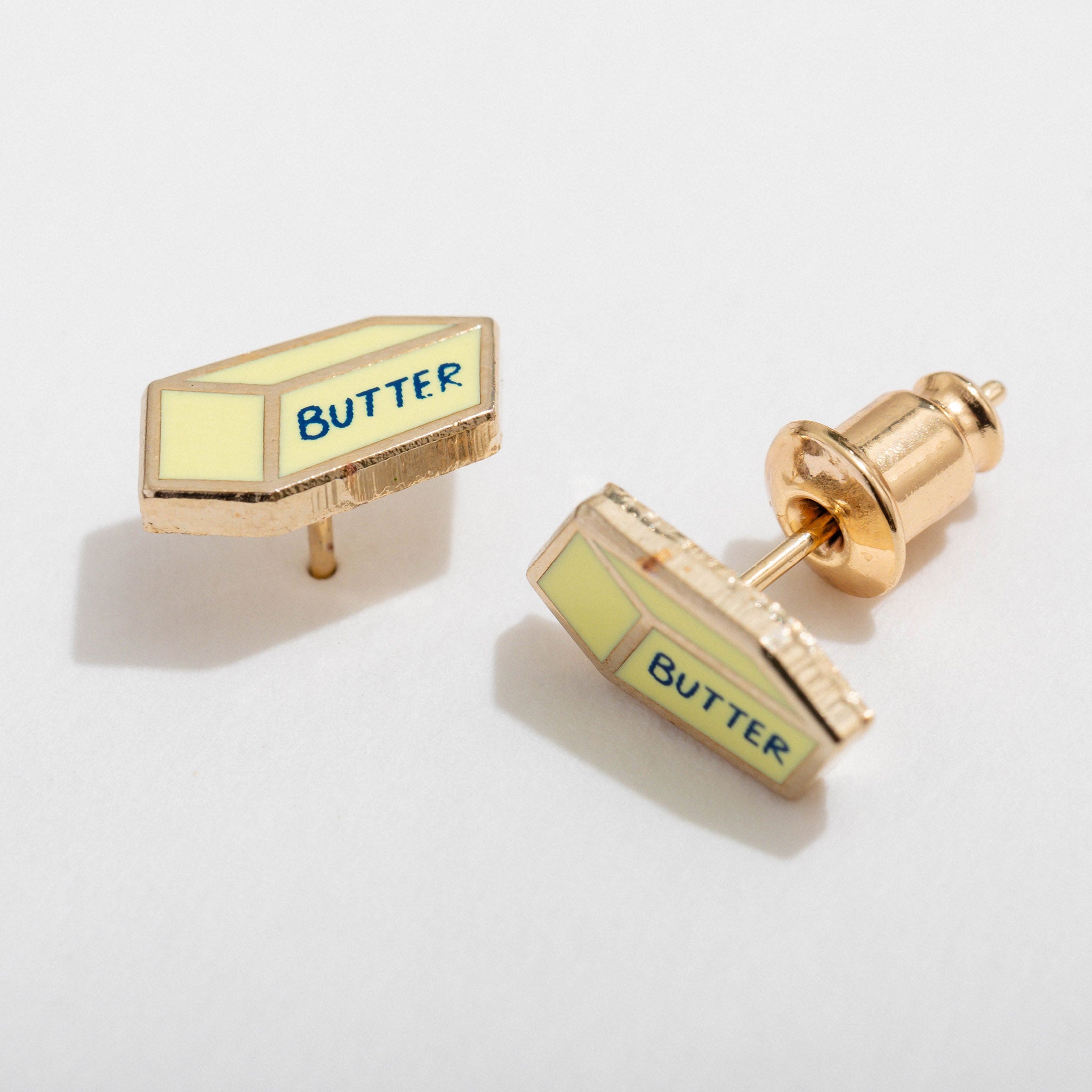 Butter Stud Earrings - Cute Food Jewelry for Women - Perfect for Everyday Wear, Gifts, and Fashion Accessories