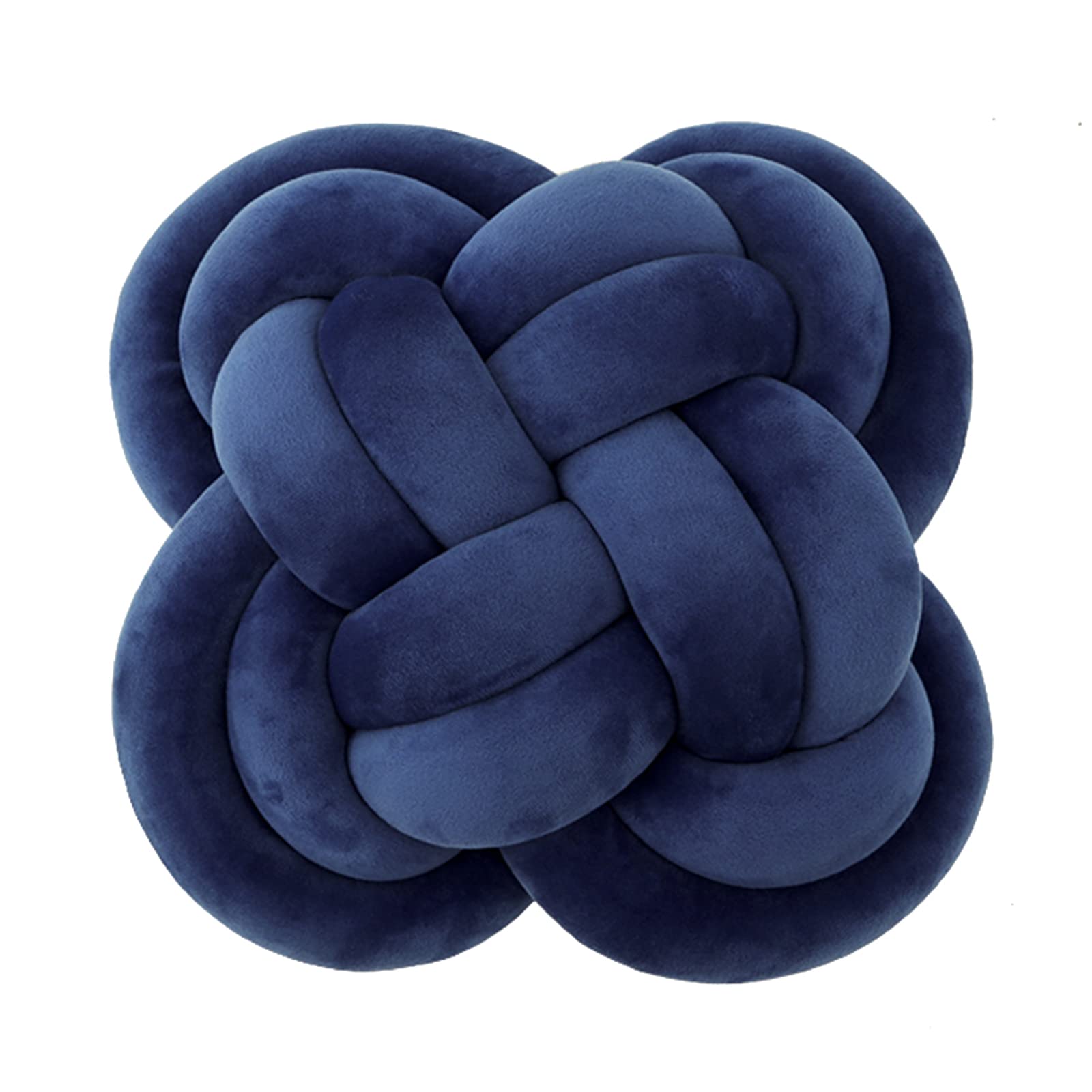 Handmade Soft Knotted Decorative Throw Pillows - Navy Blue Square Plush Floor Cushion for Couch, Bed & Living Room | Aesthetic Knot Pillow Ball (11.8