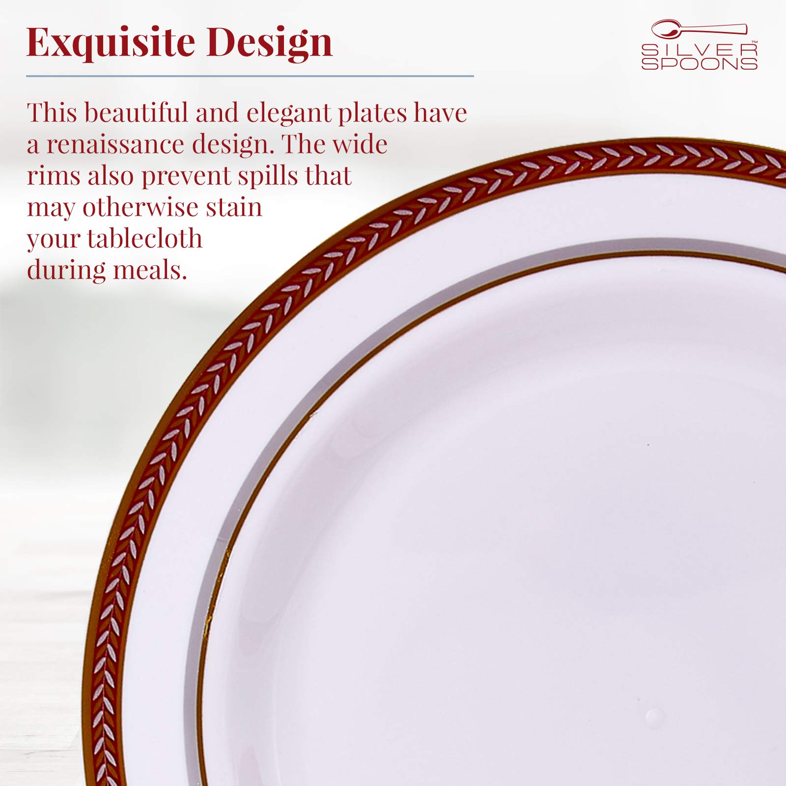 Elegant Red Christmas Plastic Plates Set - 20 Pack 9