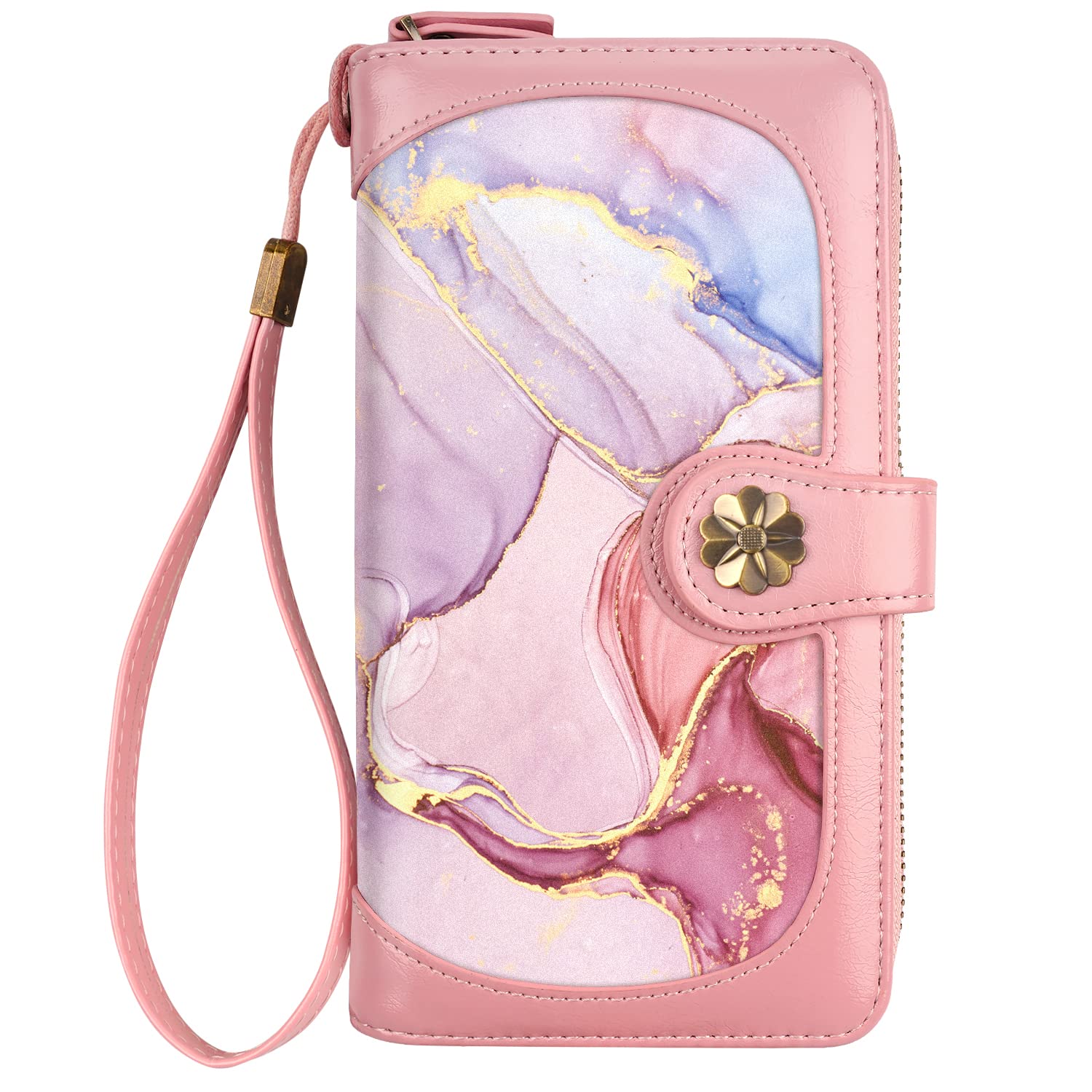 Women's RFID Blocking Leather Wallet with Multi-Card Holder & Wrist Strap - Slim Clutch Purse for Credit Cards, Cash & ID - Perfect for Travel, Shopping & Everyday Use