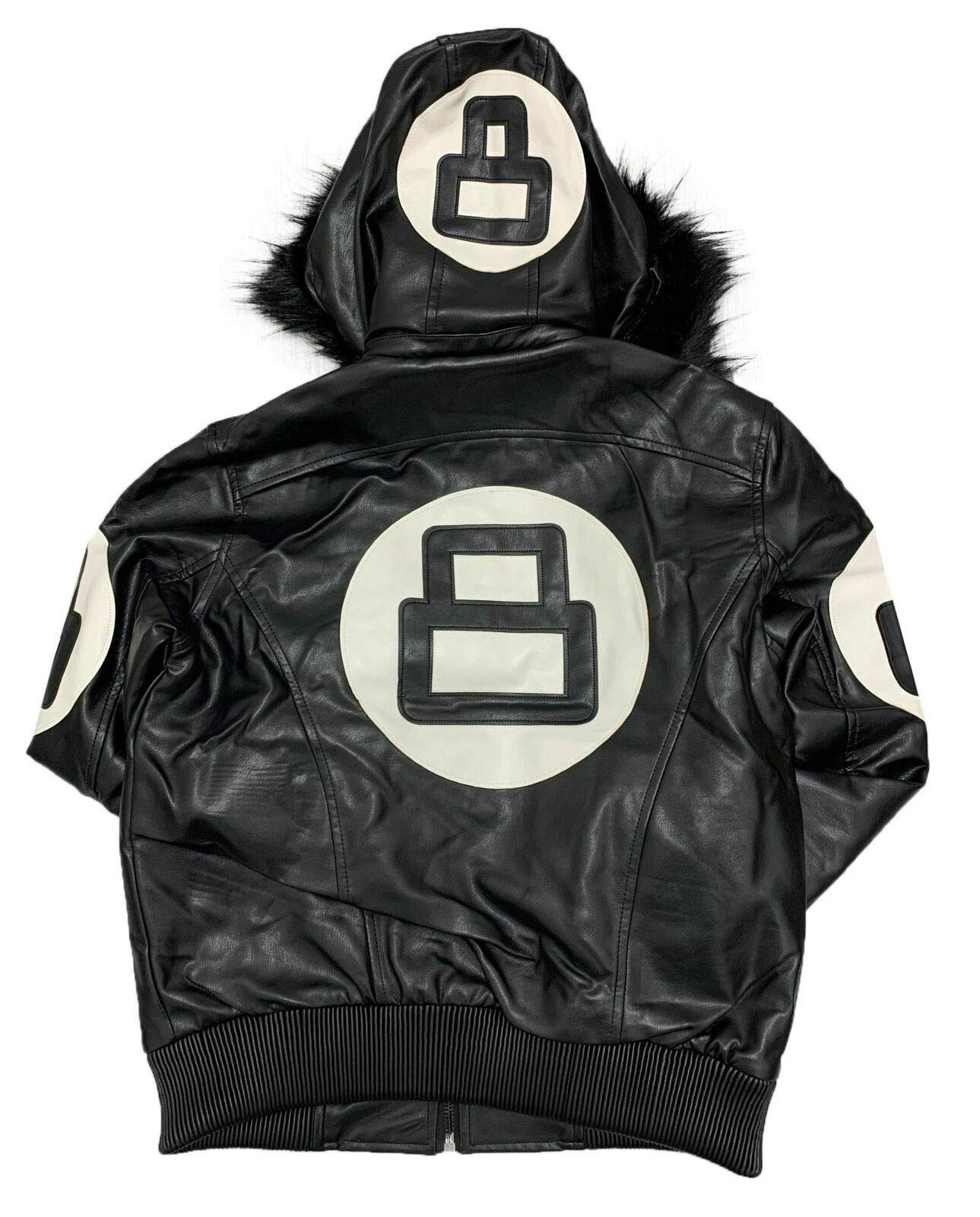 Stylish Women's 8 Ball PU Leather Jacket with Cozy Fur Hood - Perfect for Winter Fashion, Biker Outfits & Night Out Looks