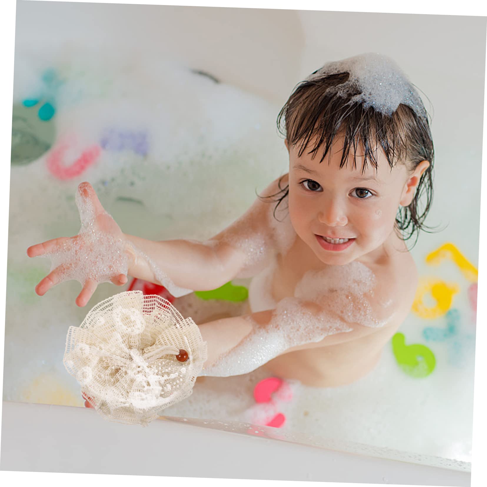 ADOCARN 2-Pack Exfoliating Loofah Bath Sponges for Shower & Body Wash - Soft Mesh Scrubber, Gentle Foam Bath Ball, Skin Cleansing Puff (Beige) - Perfect for Daily Shower, Exfoliation & Deep Cleaning